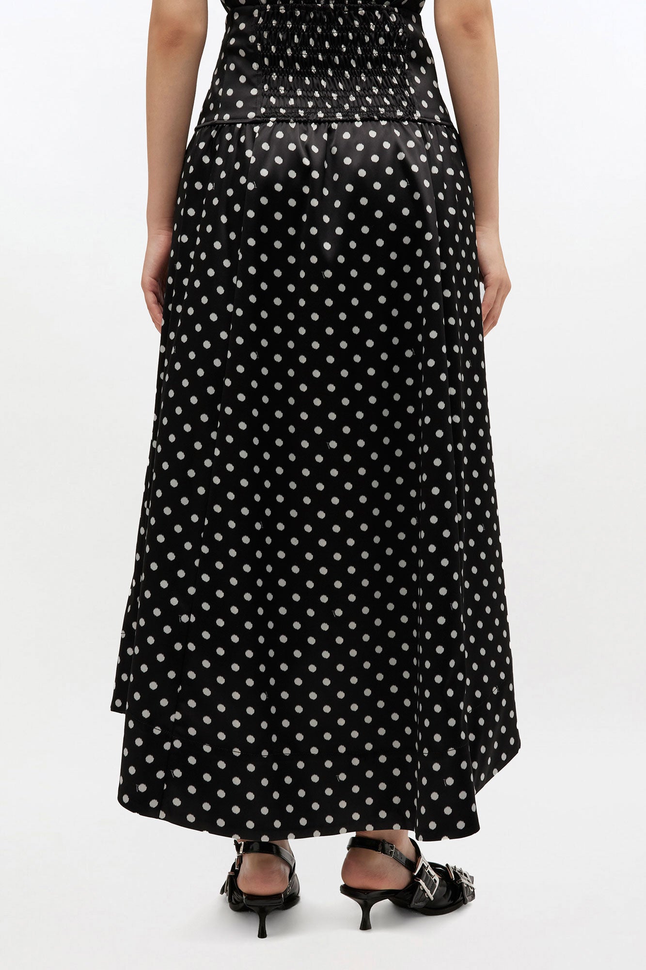 Ganni Polka-Dot Satin Corset Skirt