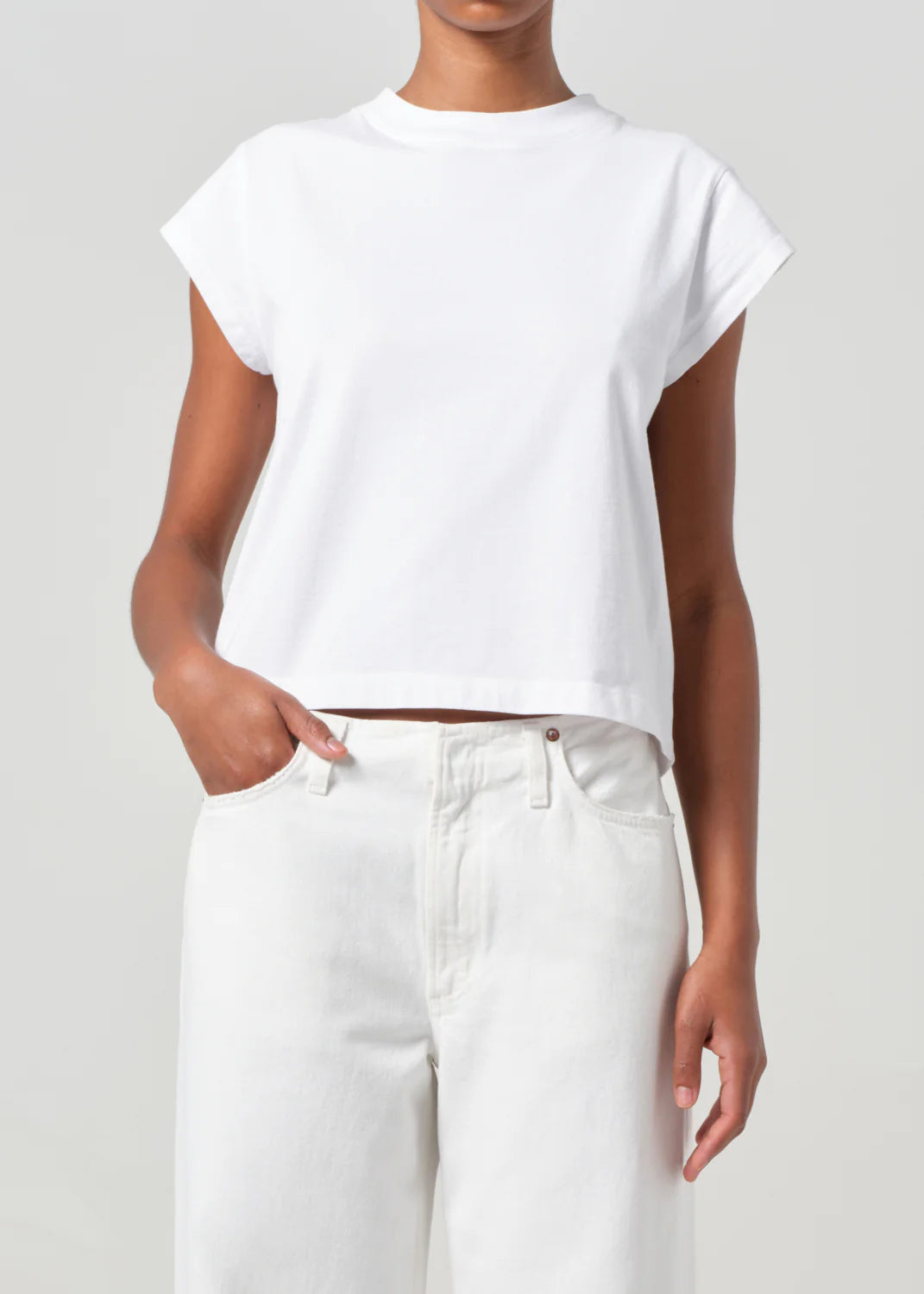 Agolde Bryce Cap Sleeve Tee - White