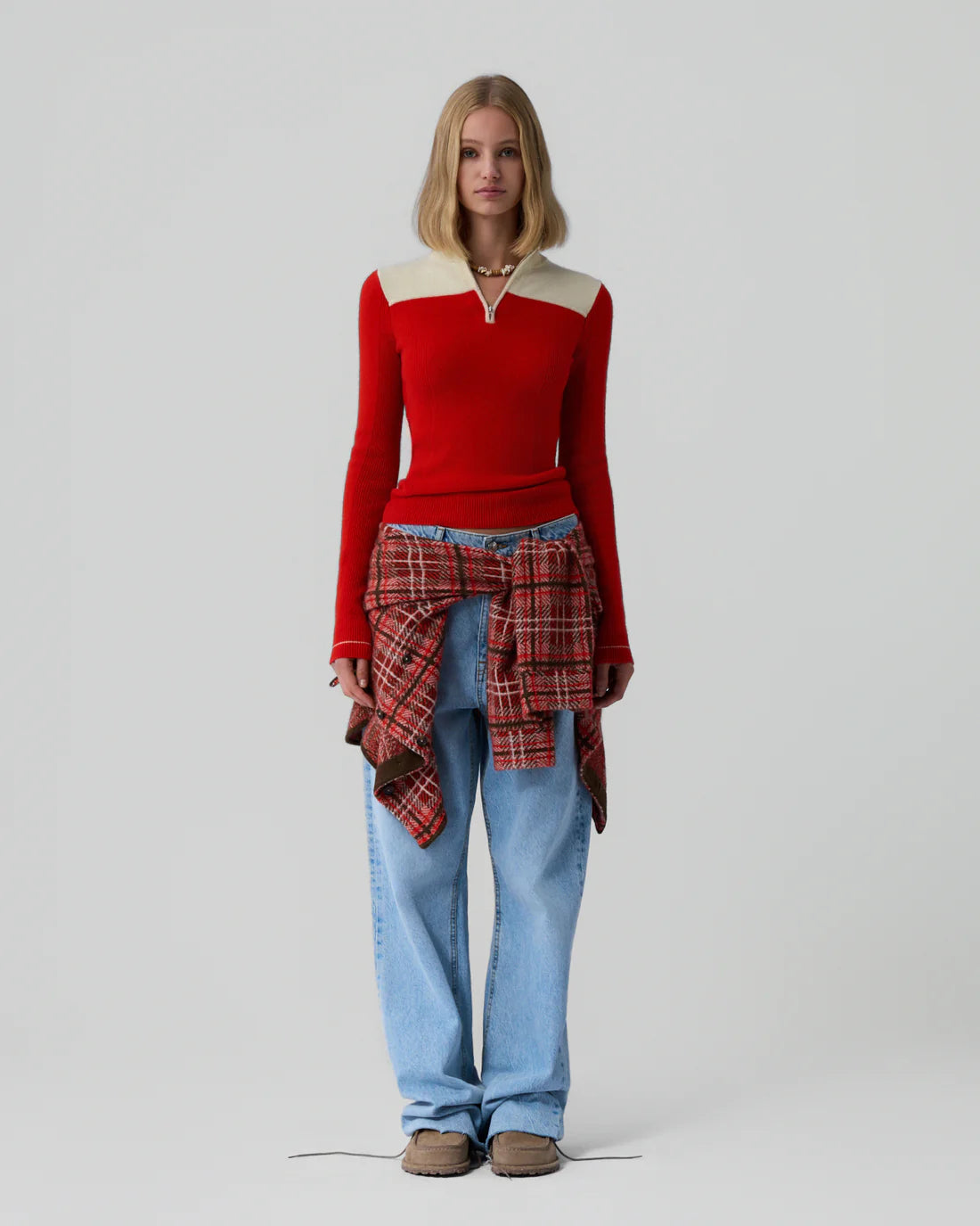 Guest In Residence Alpine Half Zip - Chili/Mist