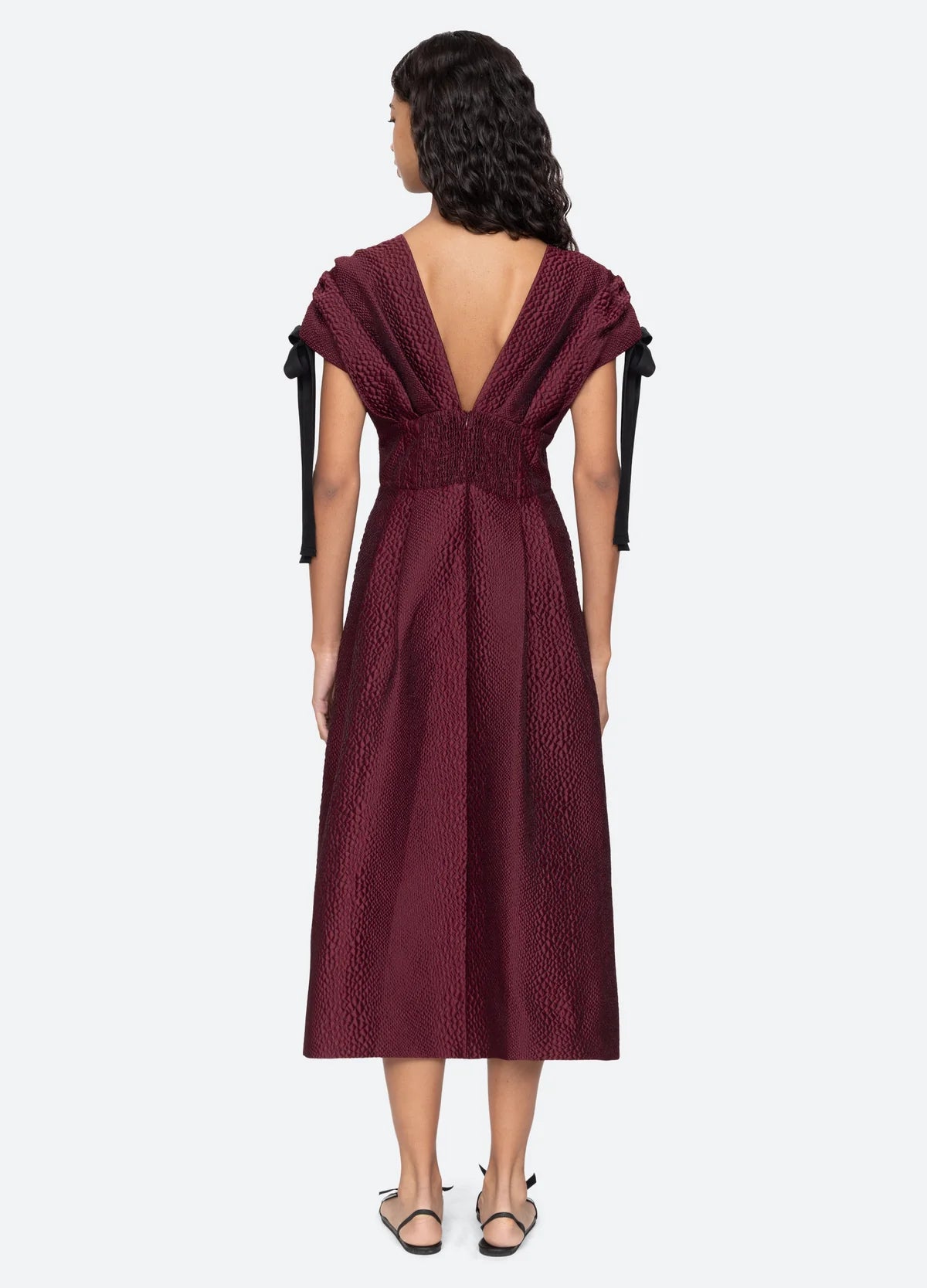 SEA New York Fayetta Embossed Evening Midi Dress