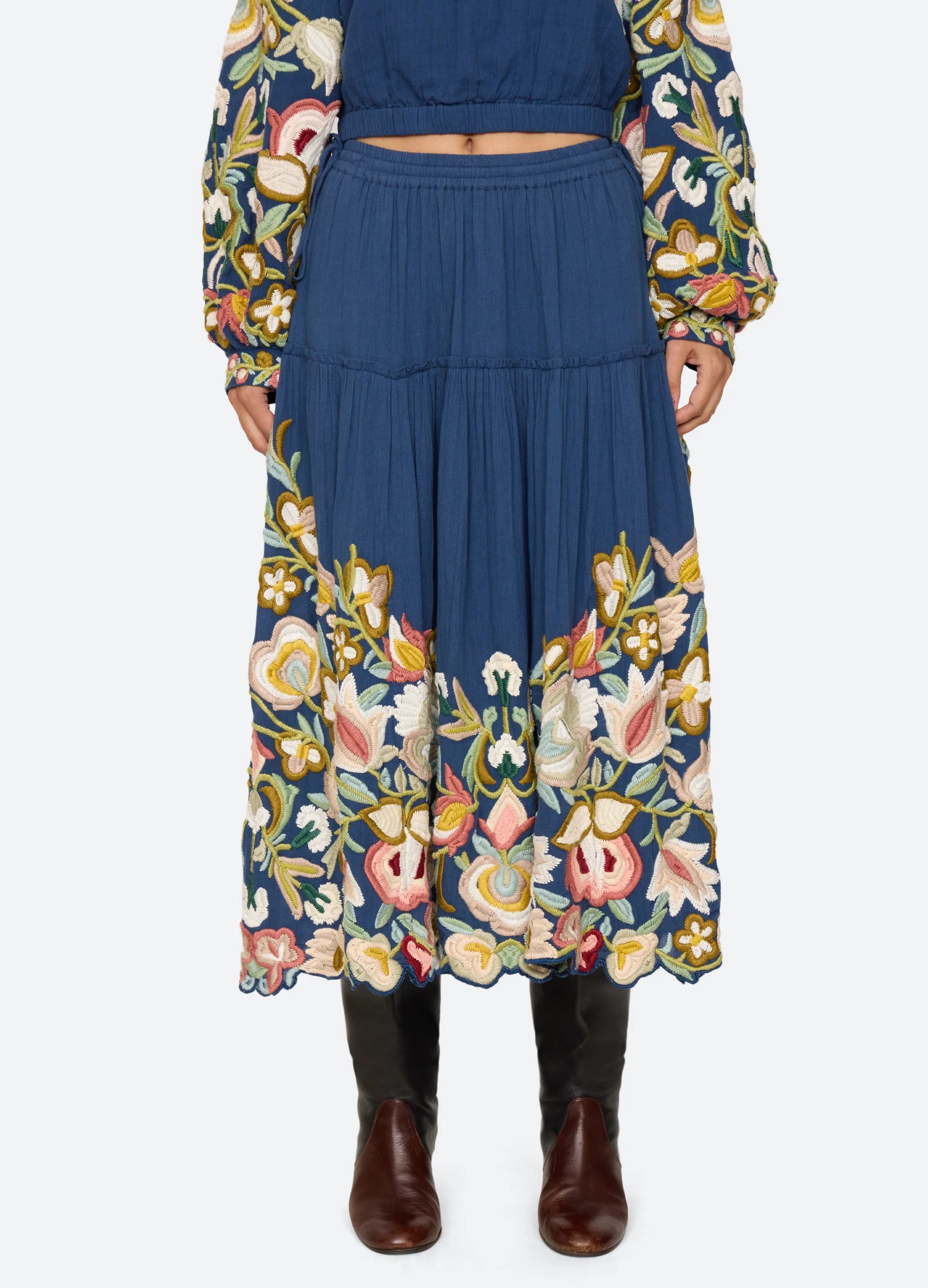 Sea New York Wilhelmina Embroidered Skirt