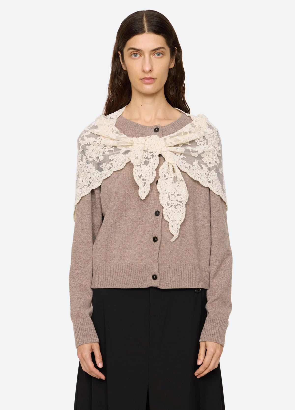 SEA New York Kirra Lace Cardigan w/ Scarf