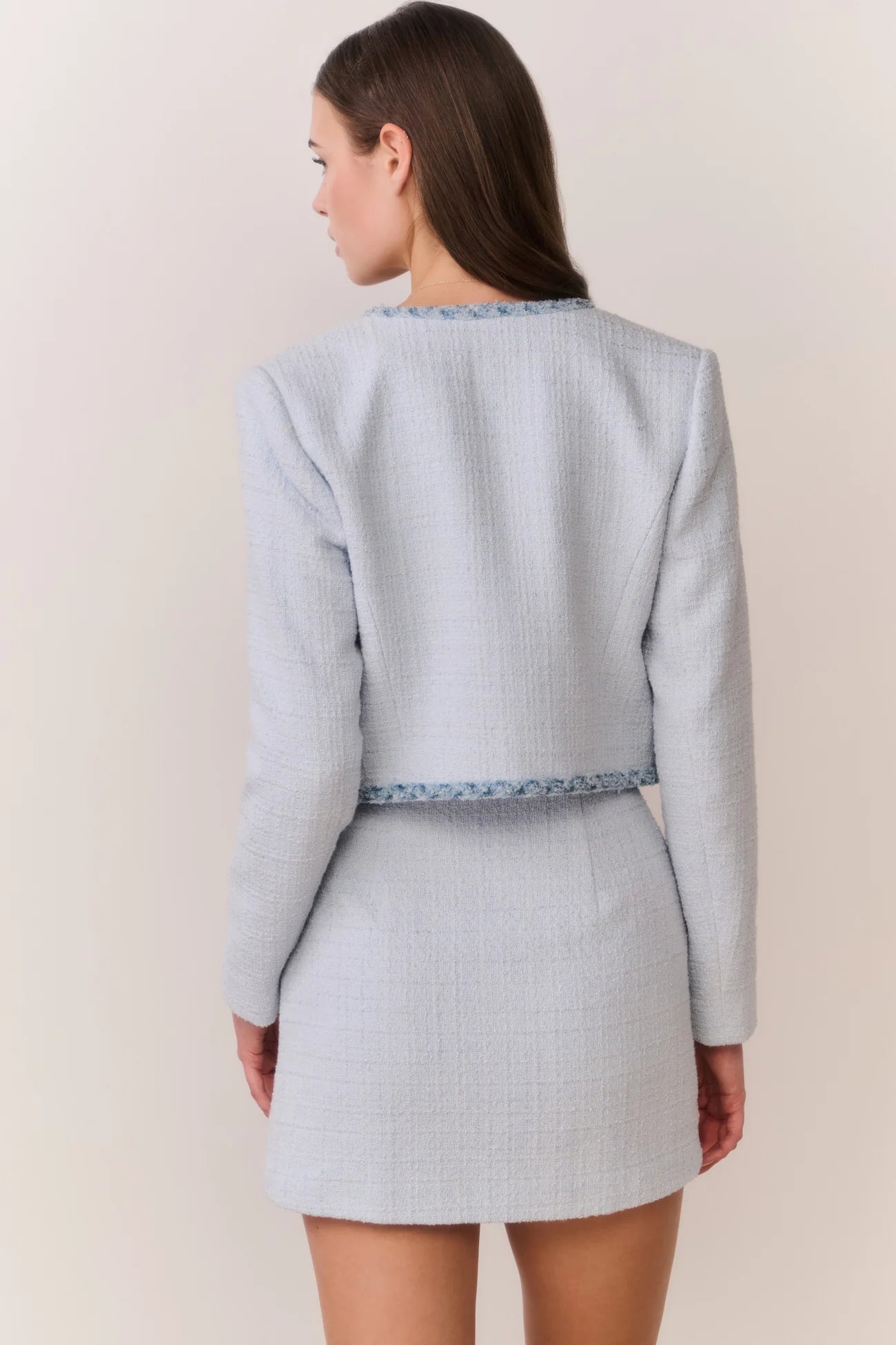 LoveShackFancy Azula Denim-Trimmed Tweed Jacket