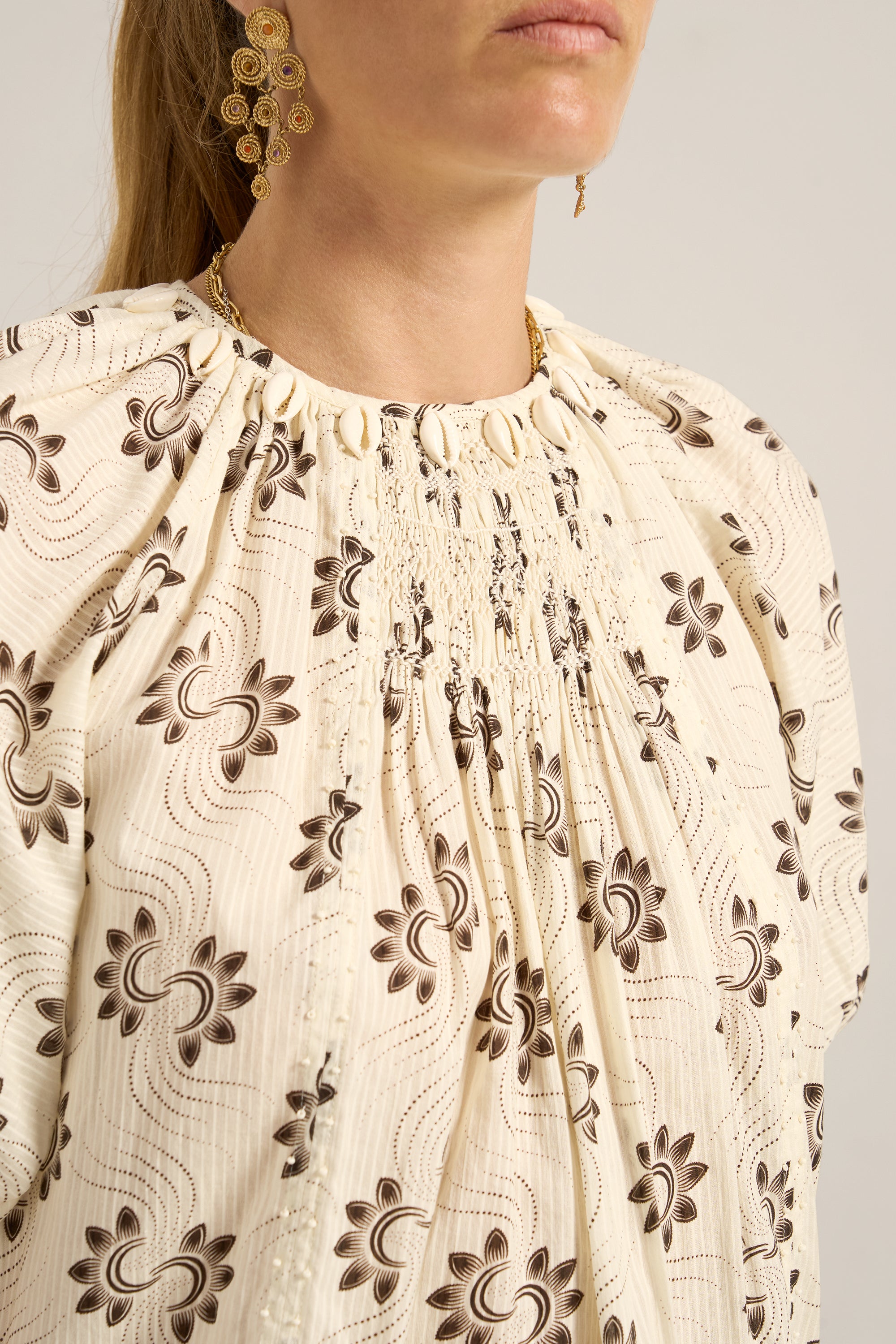 MOIRA TOP - SHELL STRIPE VOILE