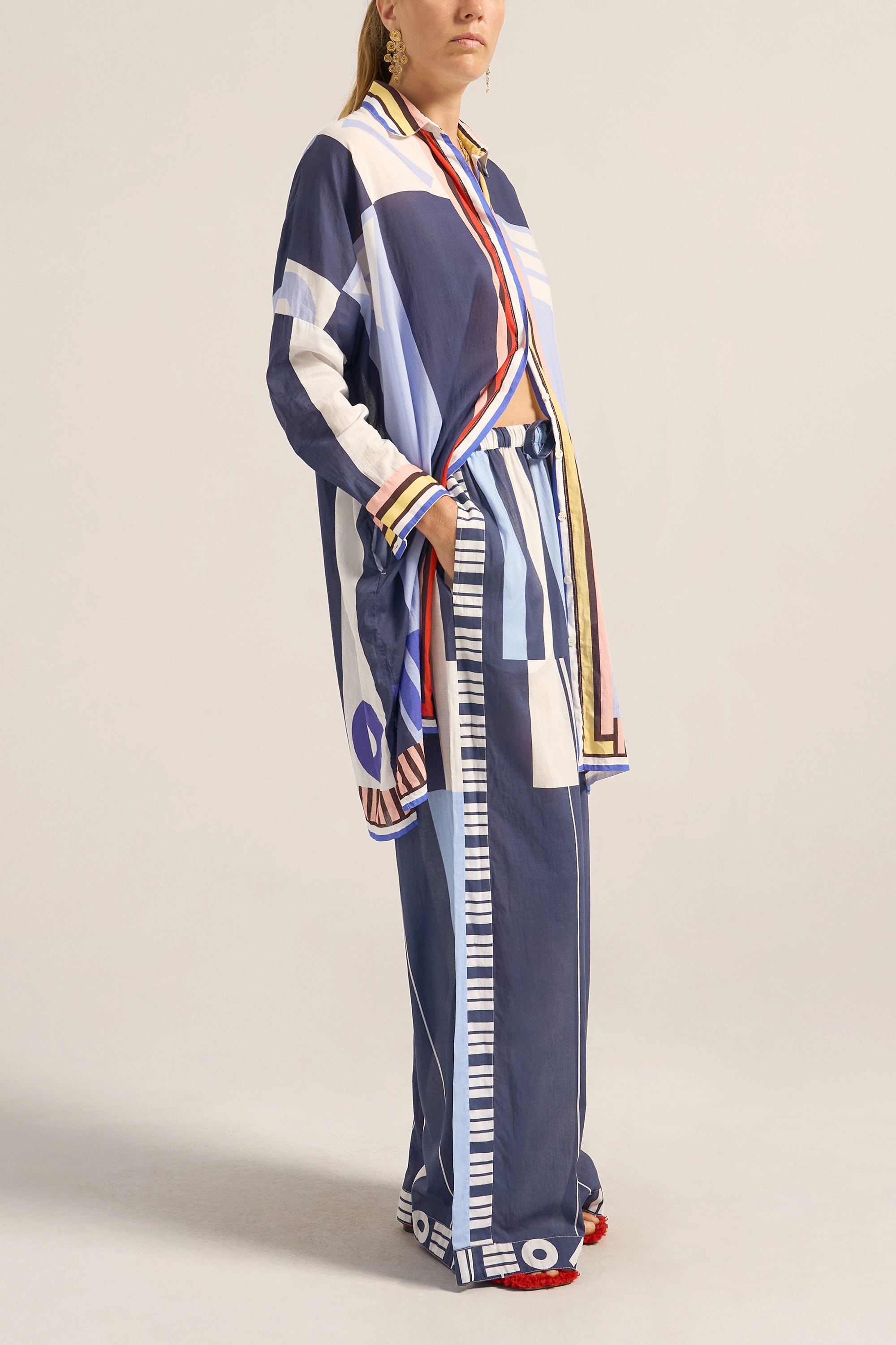 CLIO PANTS - BLUE SARONG VOILE
