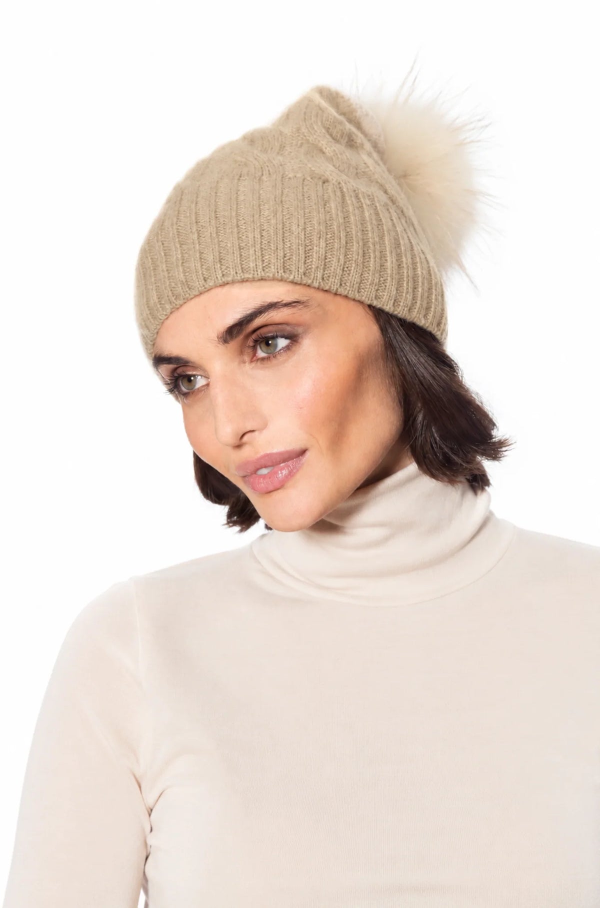 Linda Richards Cashmere Cabled Hat - Solid Dove