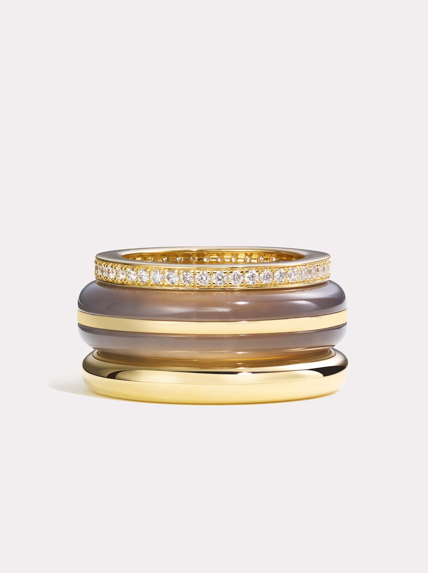 Essential Stacking Ring - Grey Agate | 14K Gold