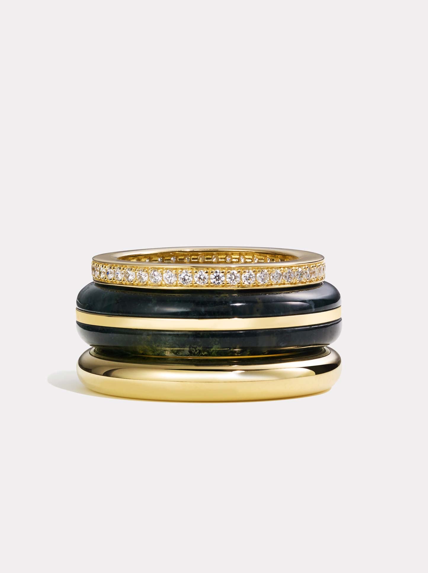 Essential Stacking Ring - Moss Agate | 14K Gold
