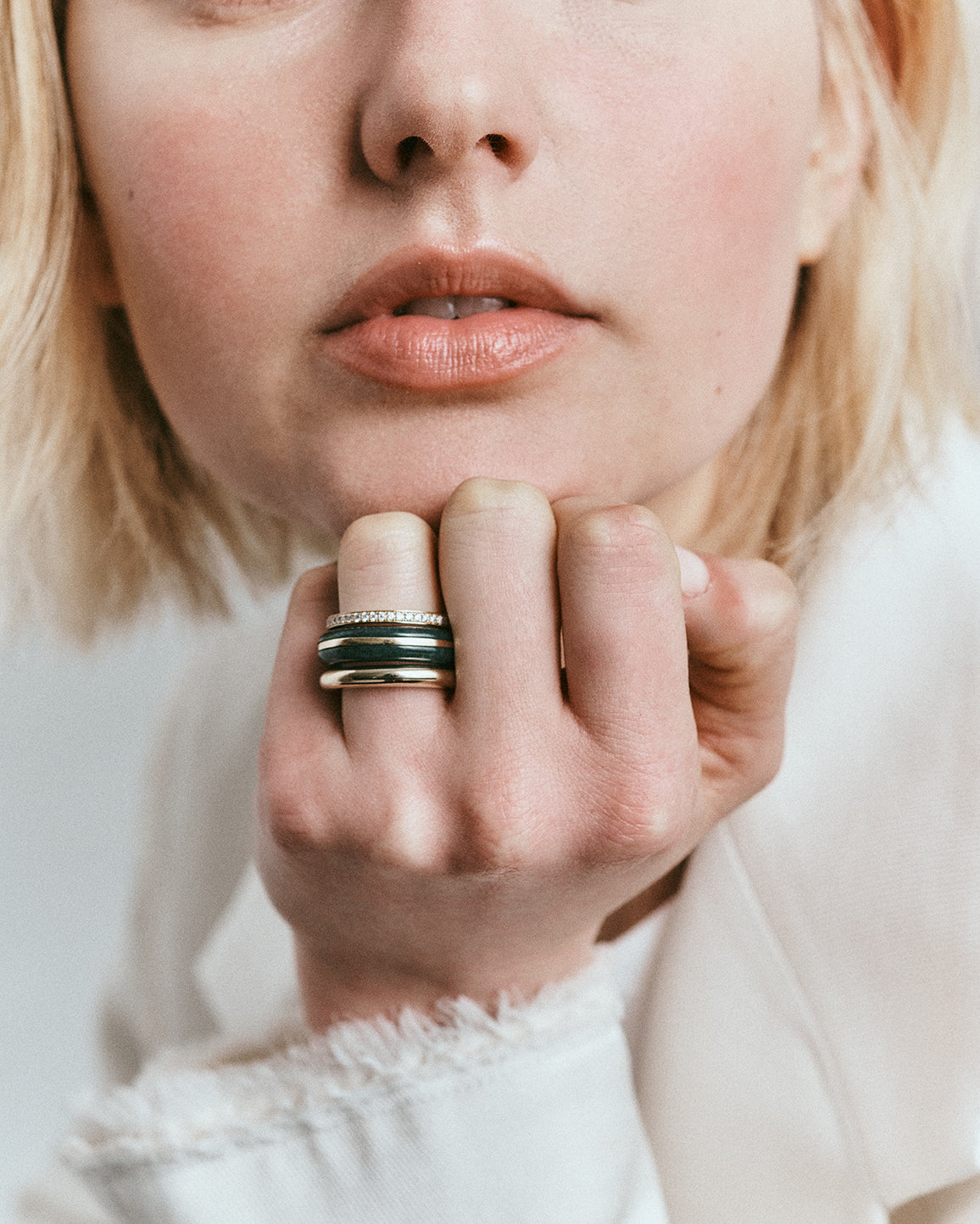 Essential Stacking Ring - Moss Agate | 14K Gold