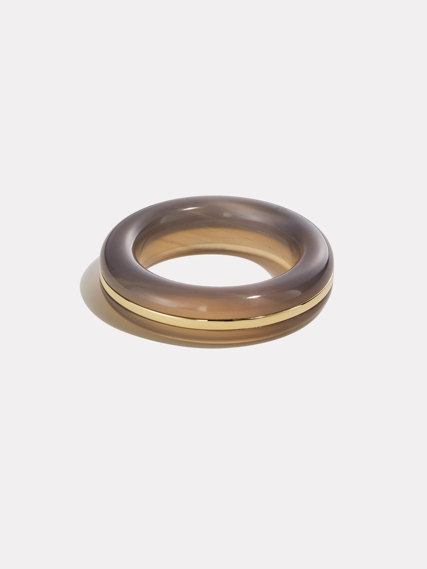 Essential Stacking Ring - Grey Agate | 14K Gold