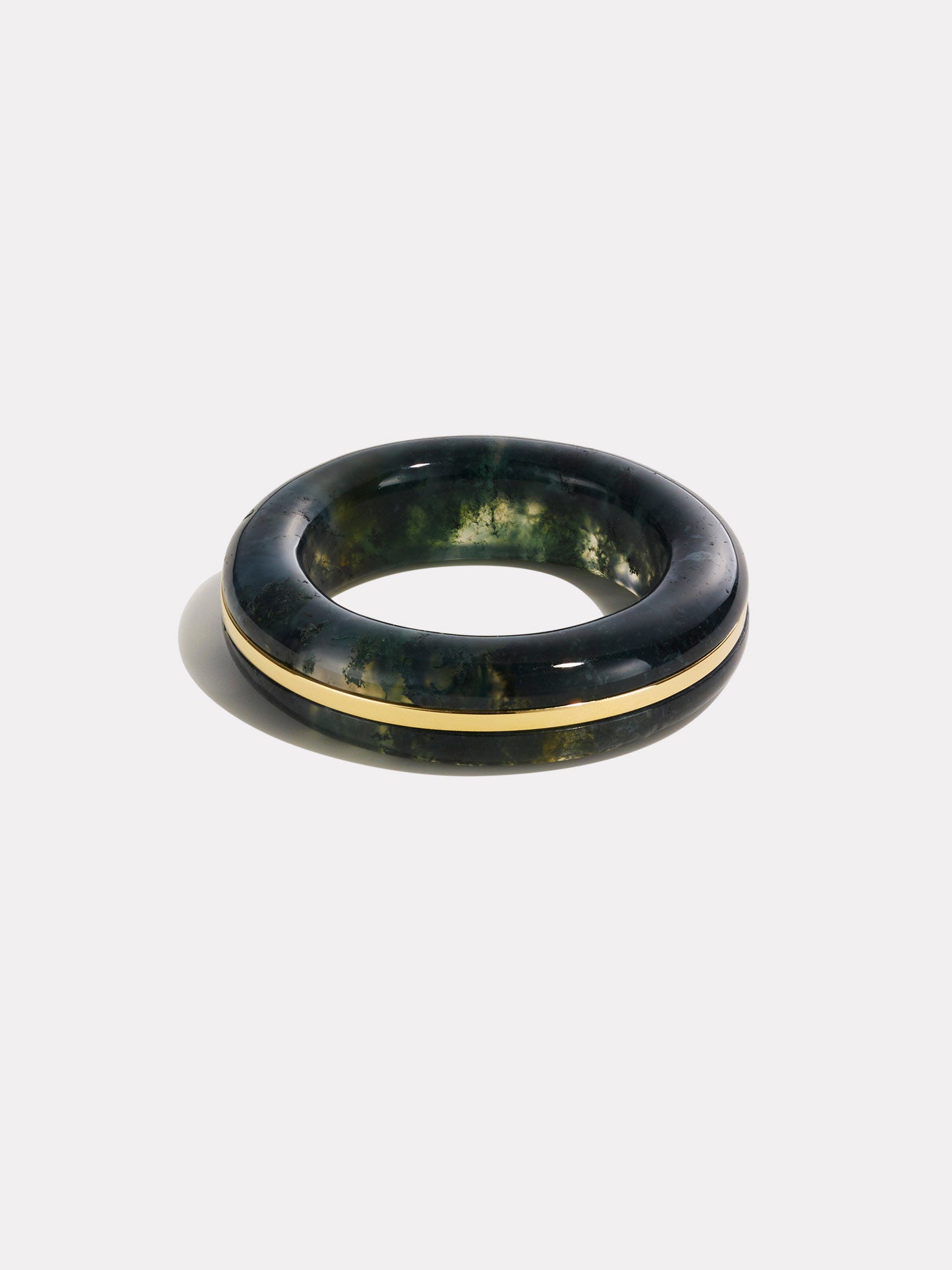 Essential Stacking Ring - Moss Agate | 14K Gold