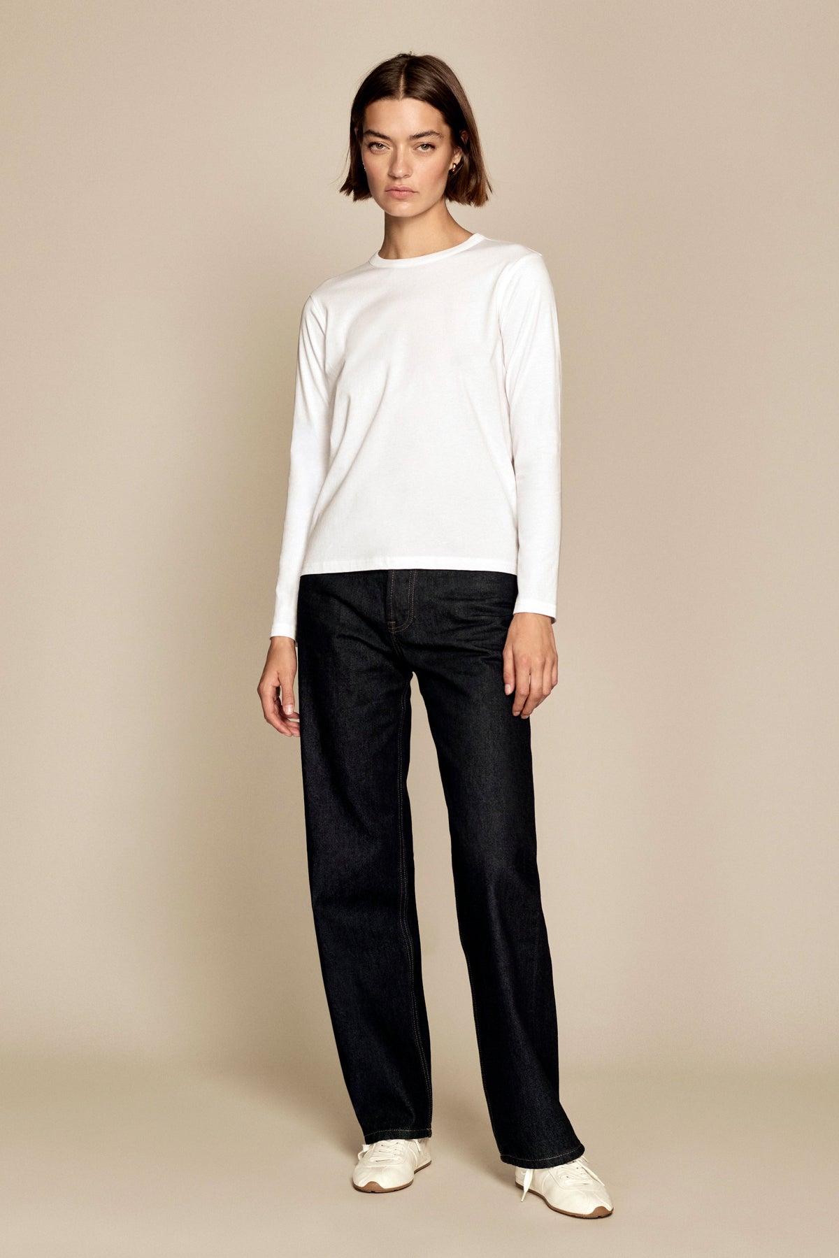 The Long Sleeve Perfect Tee in White - WS