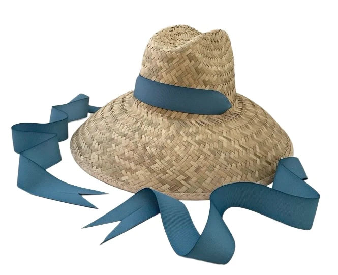 Sarah Bray Begonia Sun Hat - Long French Blue Grosgrain Ribbon