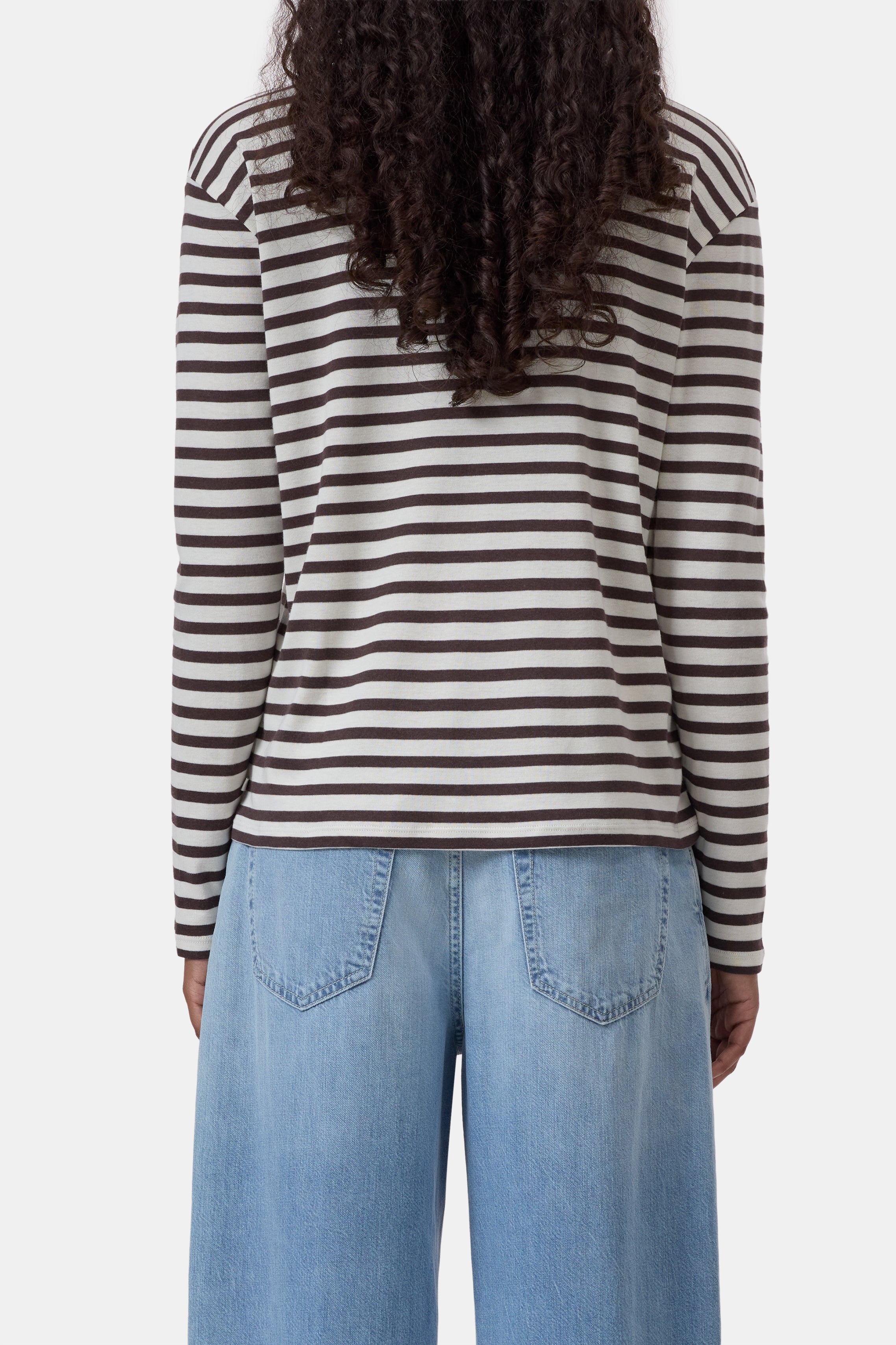 CLOSED Striped Cotton Longsleeve - Mahogany Brown
