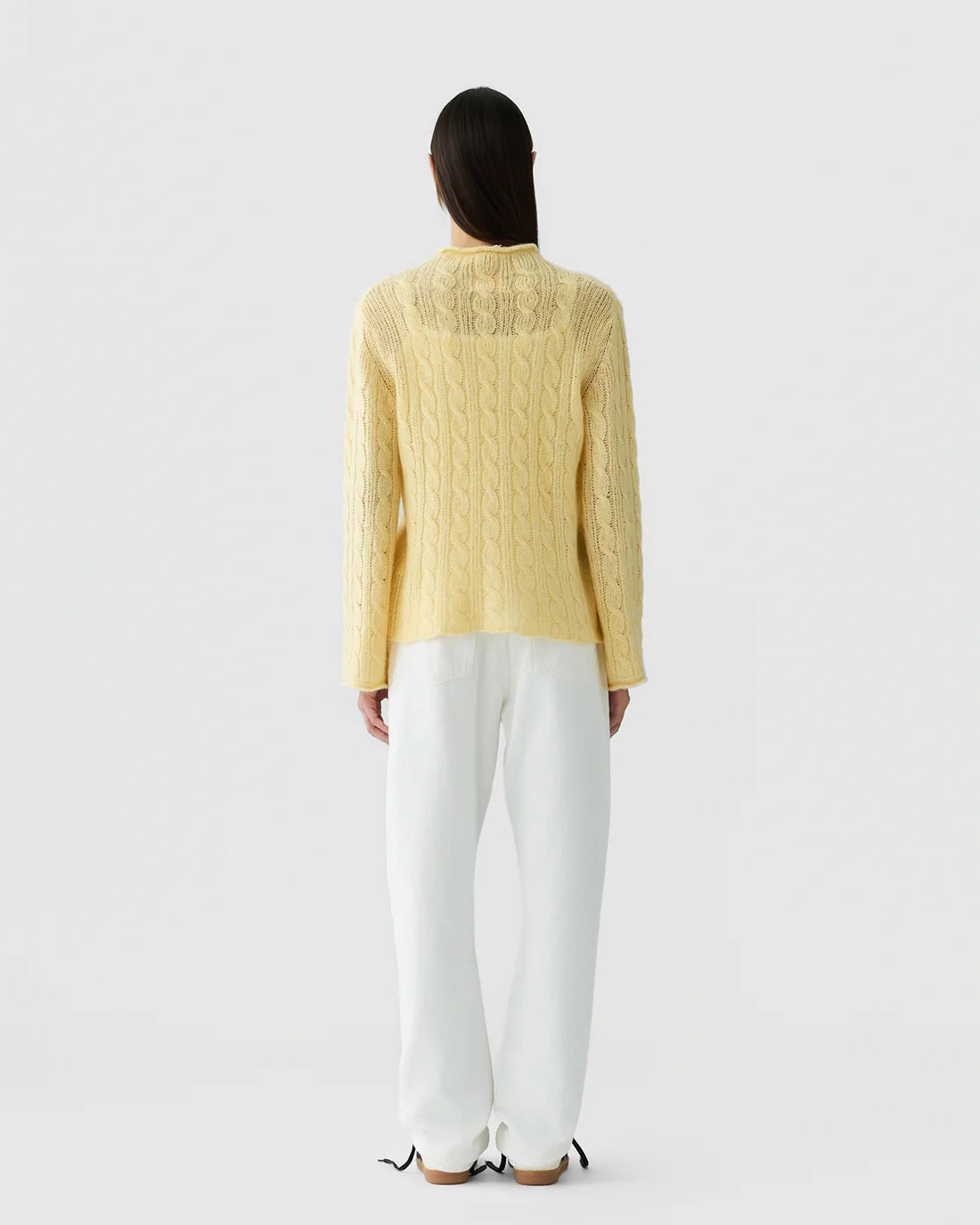 Guest In Residence Cable Mock Neck Top - Butter