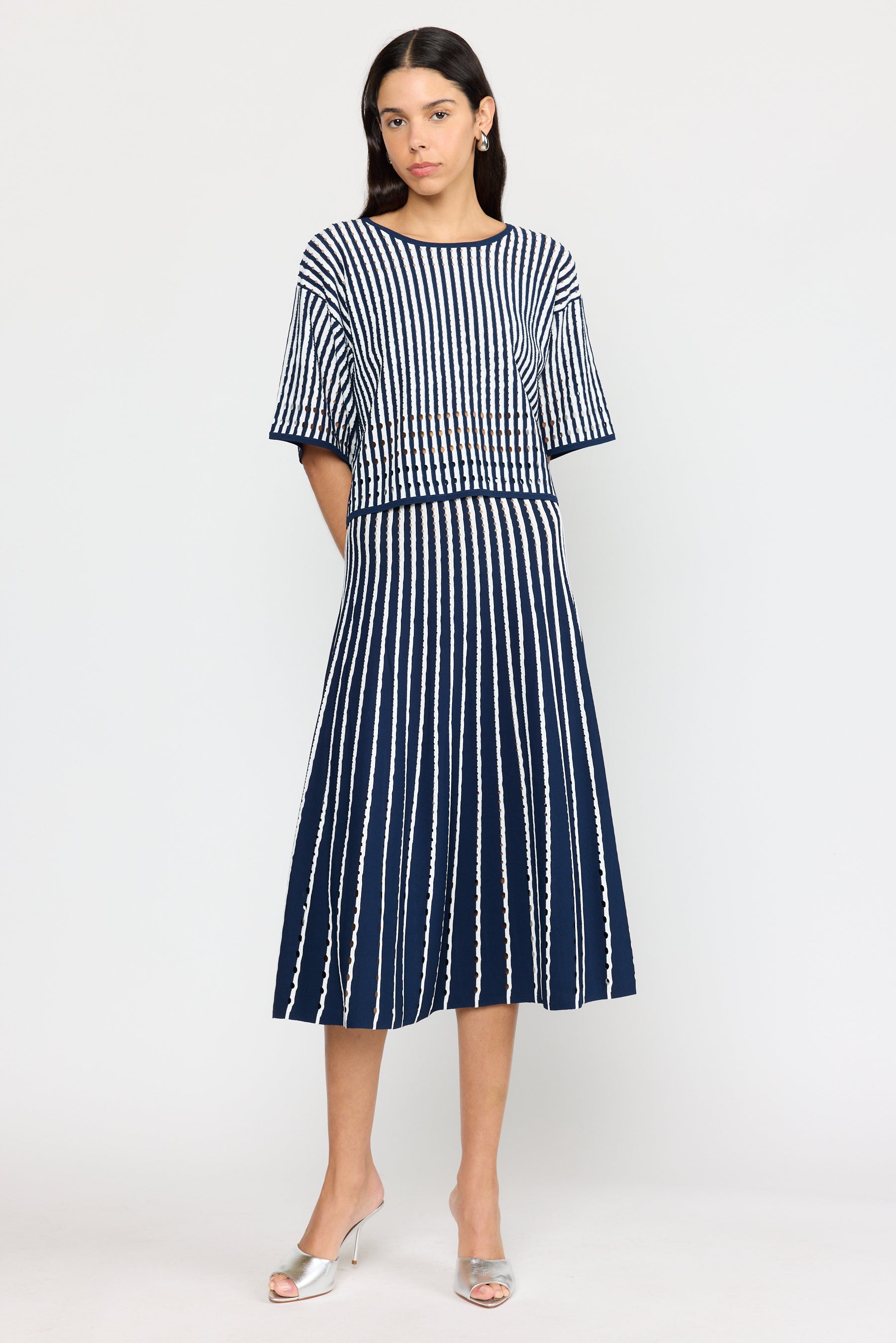 Colton Skirt - Pinstripe Navy