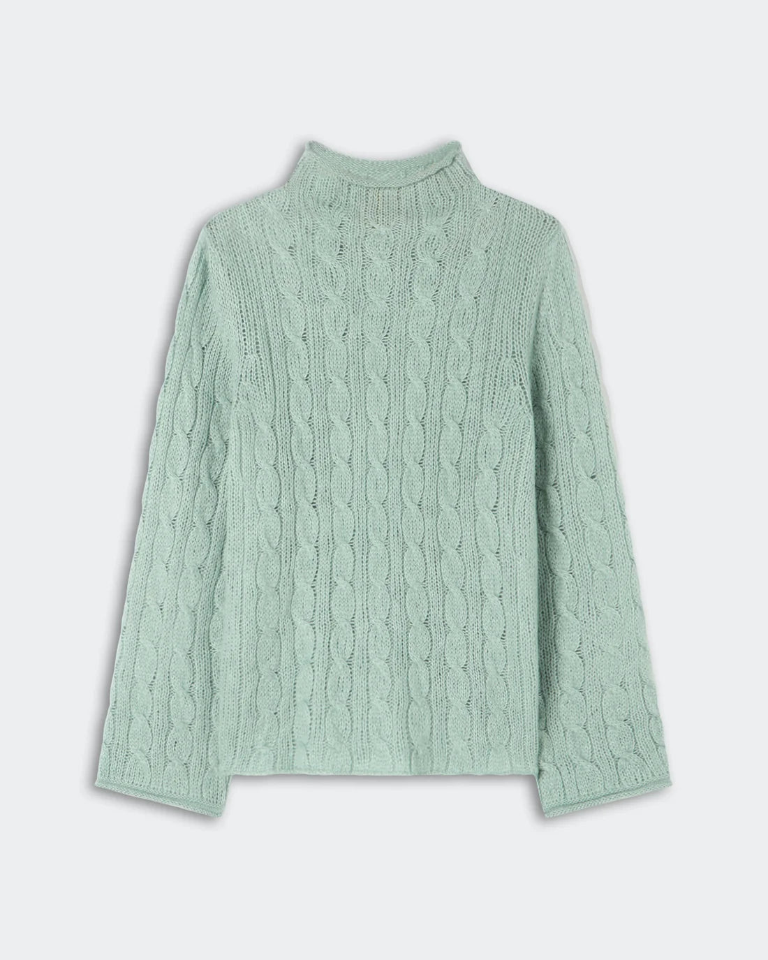 Guest In Residence Cable Mock Neck Top - Sage Brush