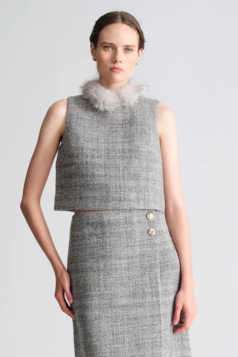 Cara Cara Gina Top - Elio Tweed Grey