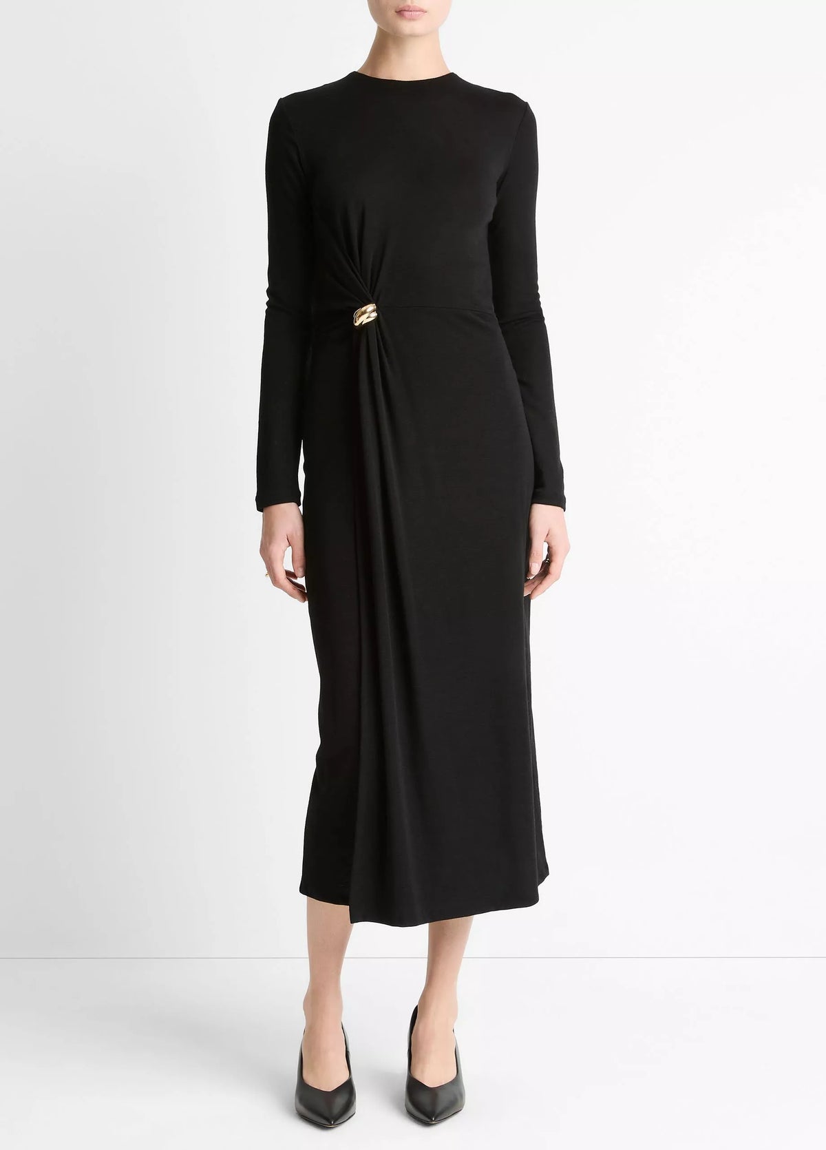 Vince L/S Side Drape Dress - Black