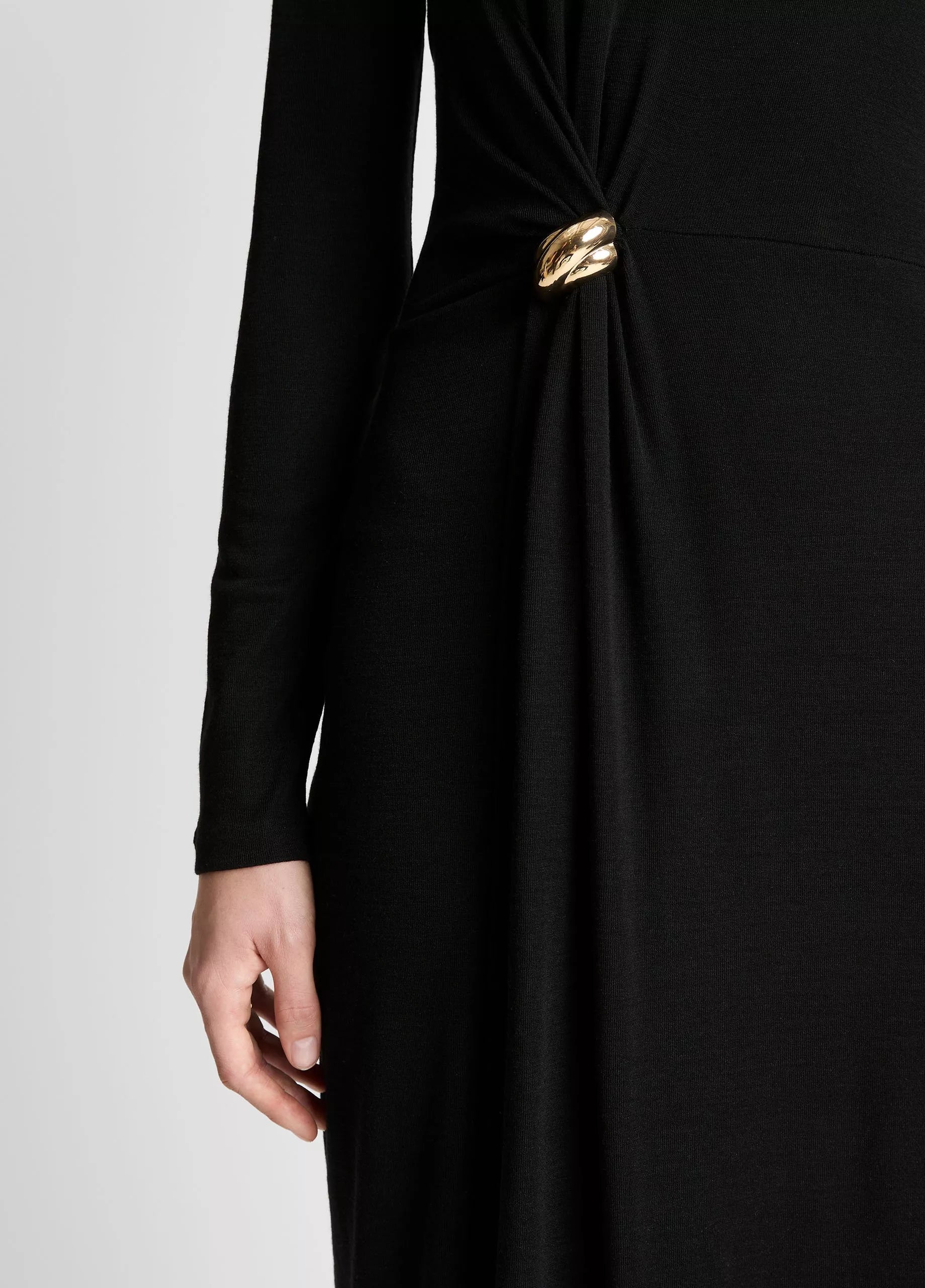 Vince L/S Side Drape Dress - Black