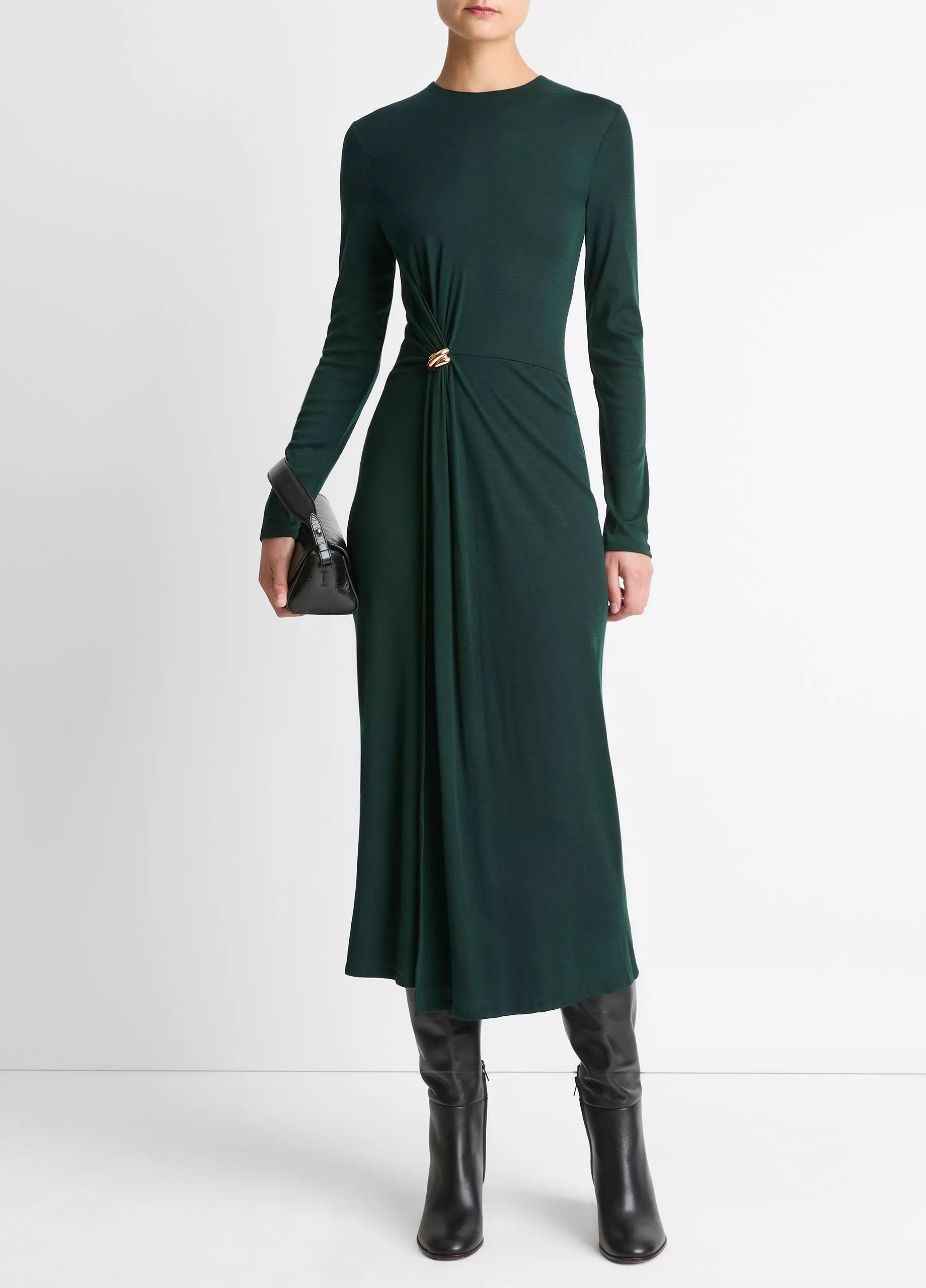 Vince L/S Side Drape Dress - Juniper