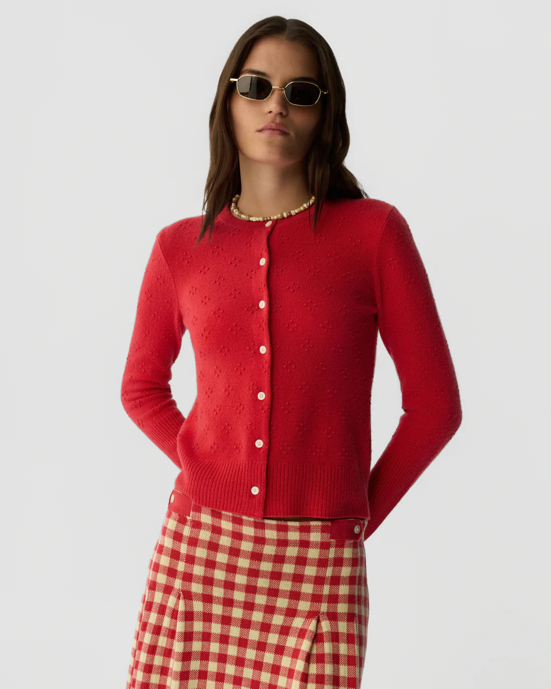 Guest In Residence Compass Jane Cardigan - Scarlet