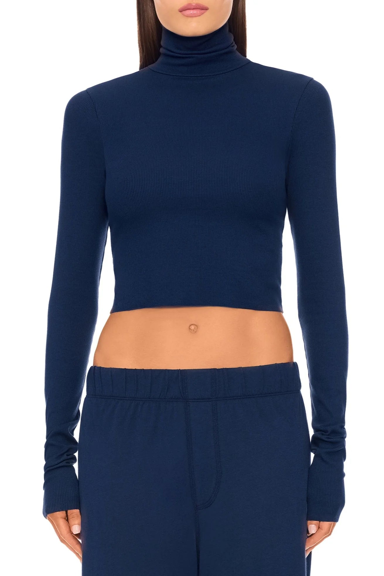 Eterne Cropped Fitted Turtleneck Top