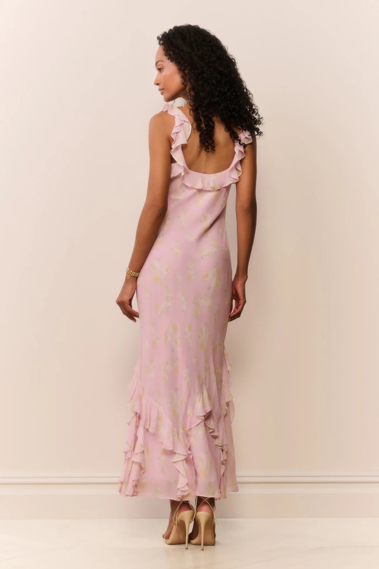 LoveShackFancy Roseline Floral Chiffon Maxi Dress