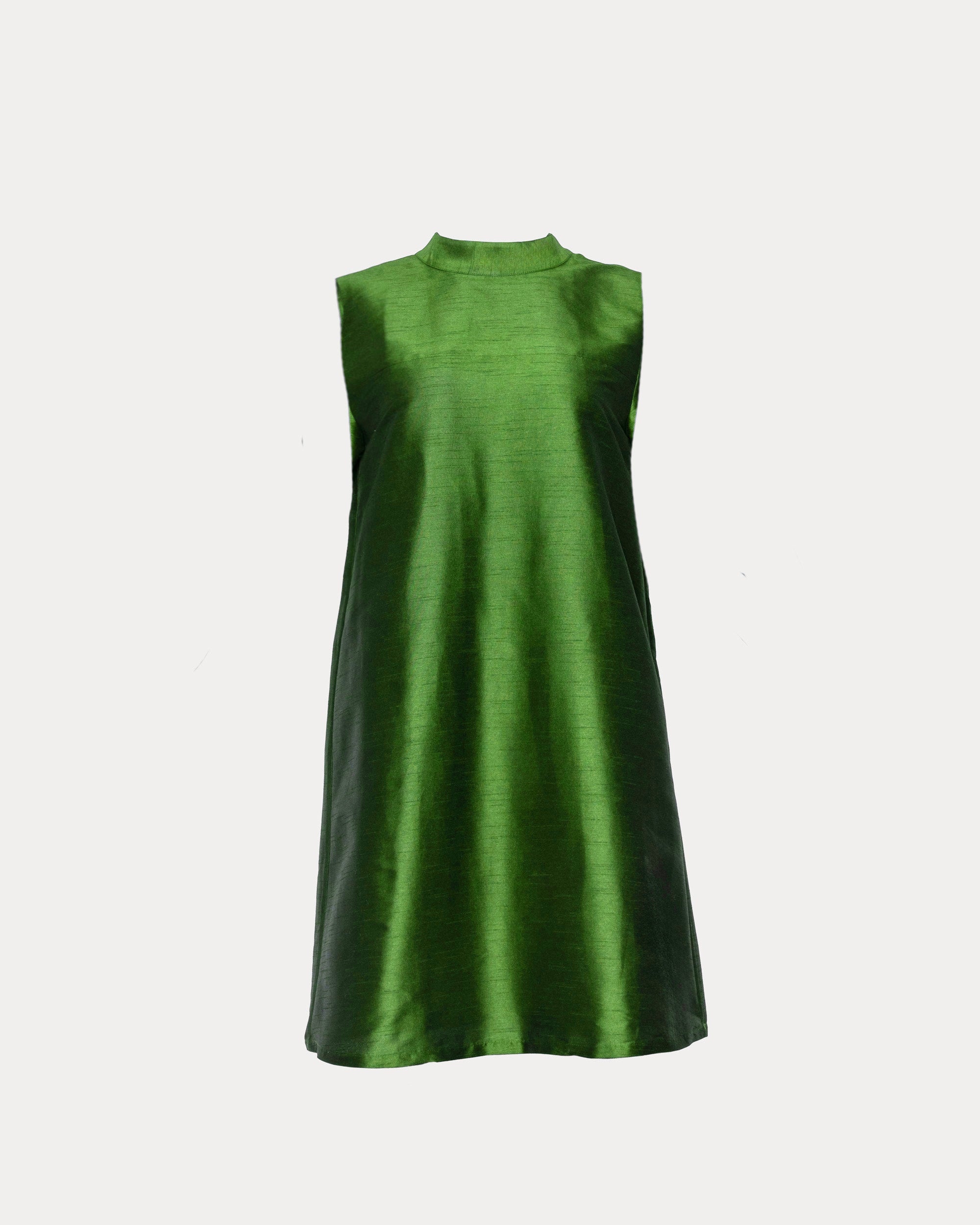 Diplomat Mini Dress Sleeveless Solid Dupioni Poly Dupion Green