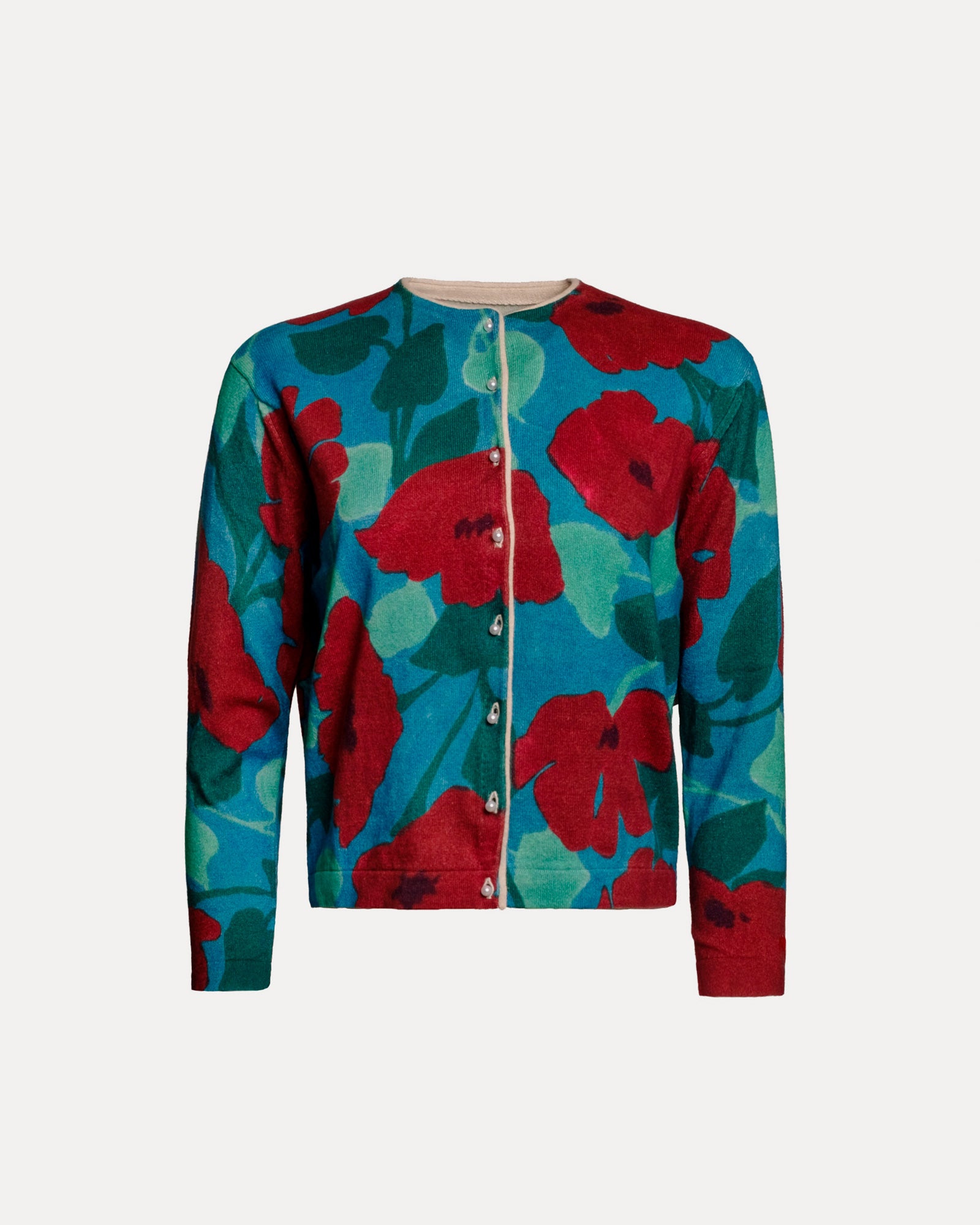 Darling Cardigan Floating Floral Cotton/Cashmere Blue/Red/Multi