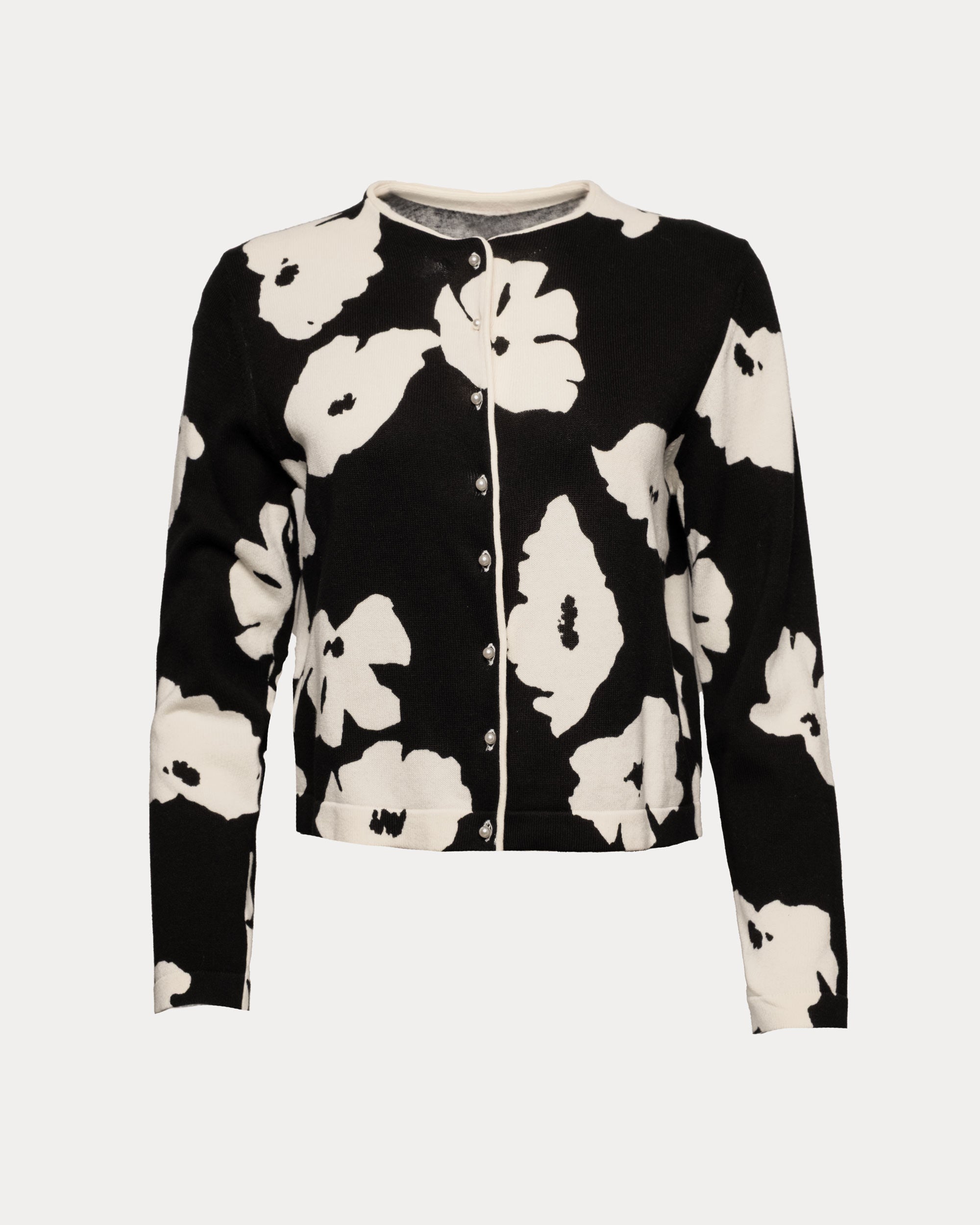 Darling Cardigan Floating Floral Cotton Black/Oyster