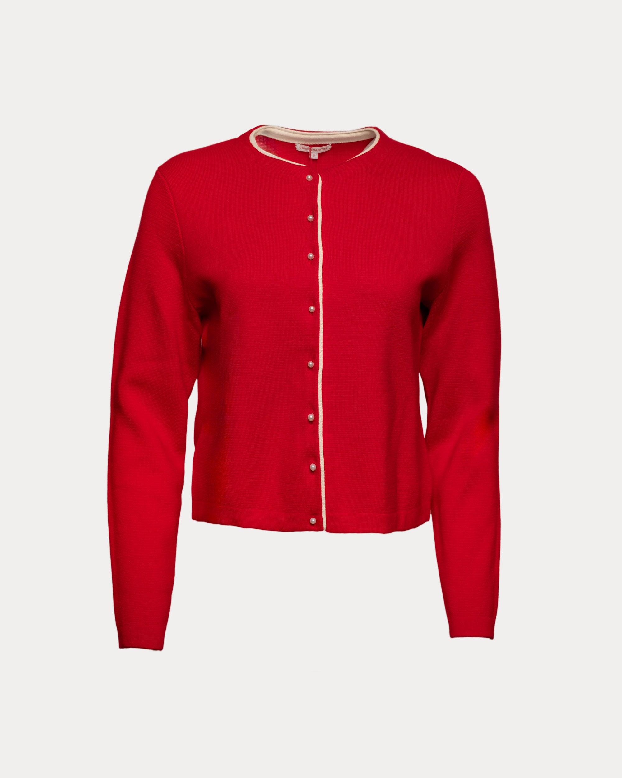 Darling Cardigan Colorblock Piping Cotton Red/Oyster