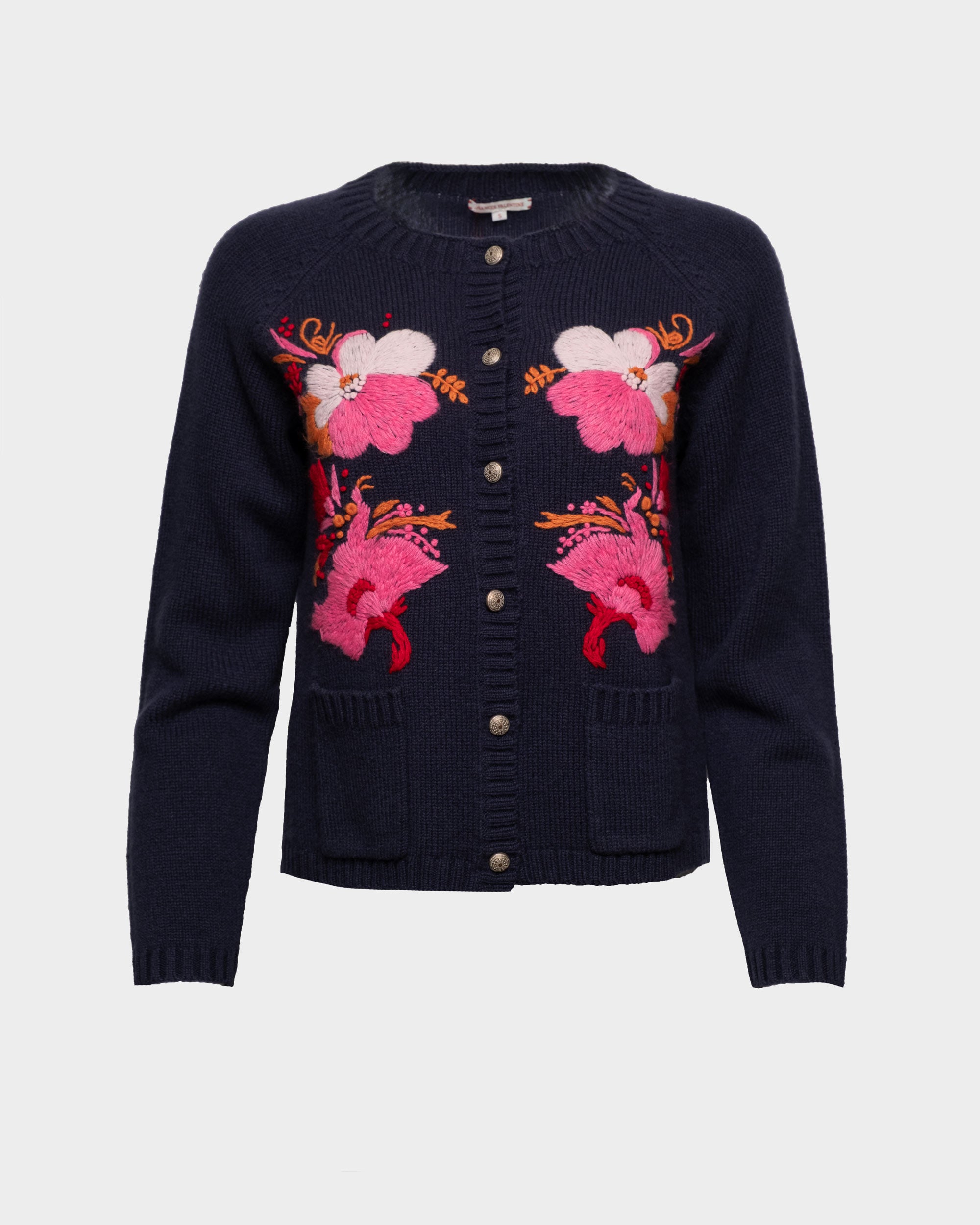 Bouquet Cardigan Wild Tulip Wool Navy/Pink