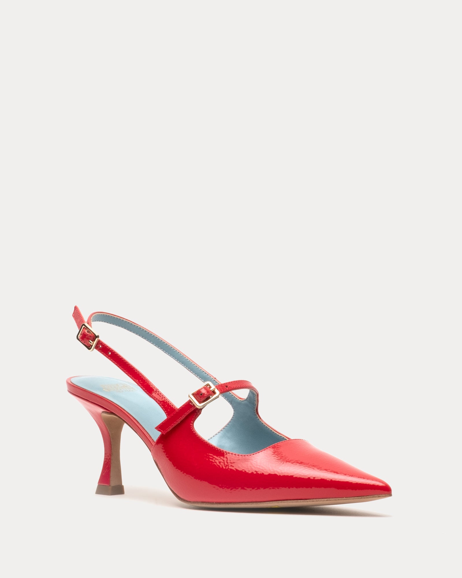 Vivi Pump w/Buckle Crinkled Leather Leather Geranium