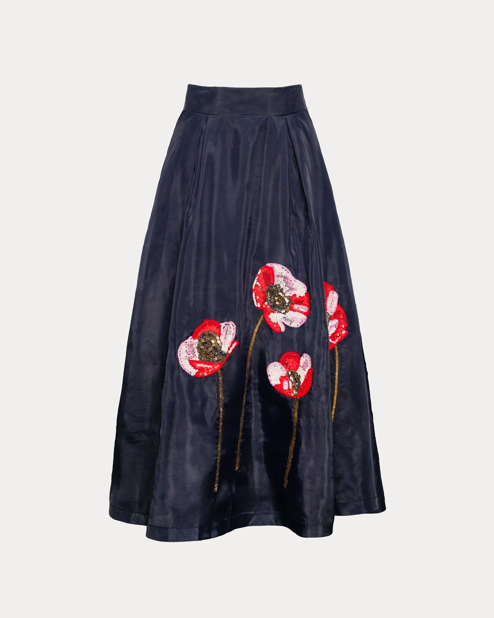 Shea Maxi Skirt Paradise Poppy Poly Organza Navy/Multi