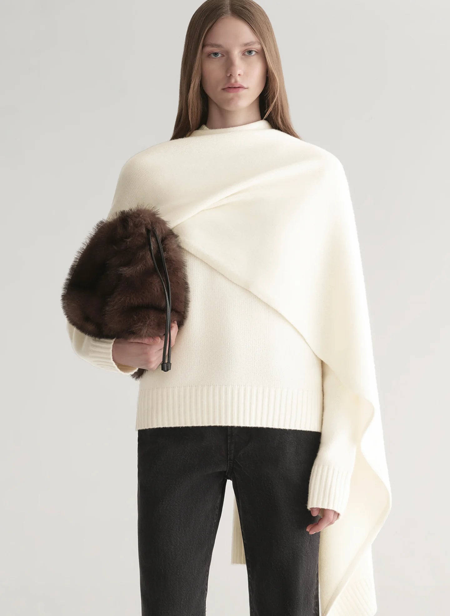 A.L.C. Davin Draped Wool Sweater - Ivory
