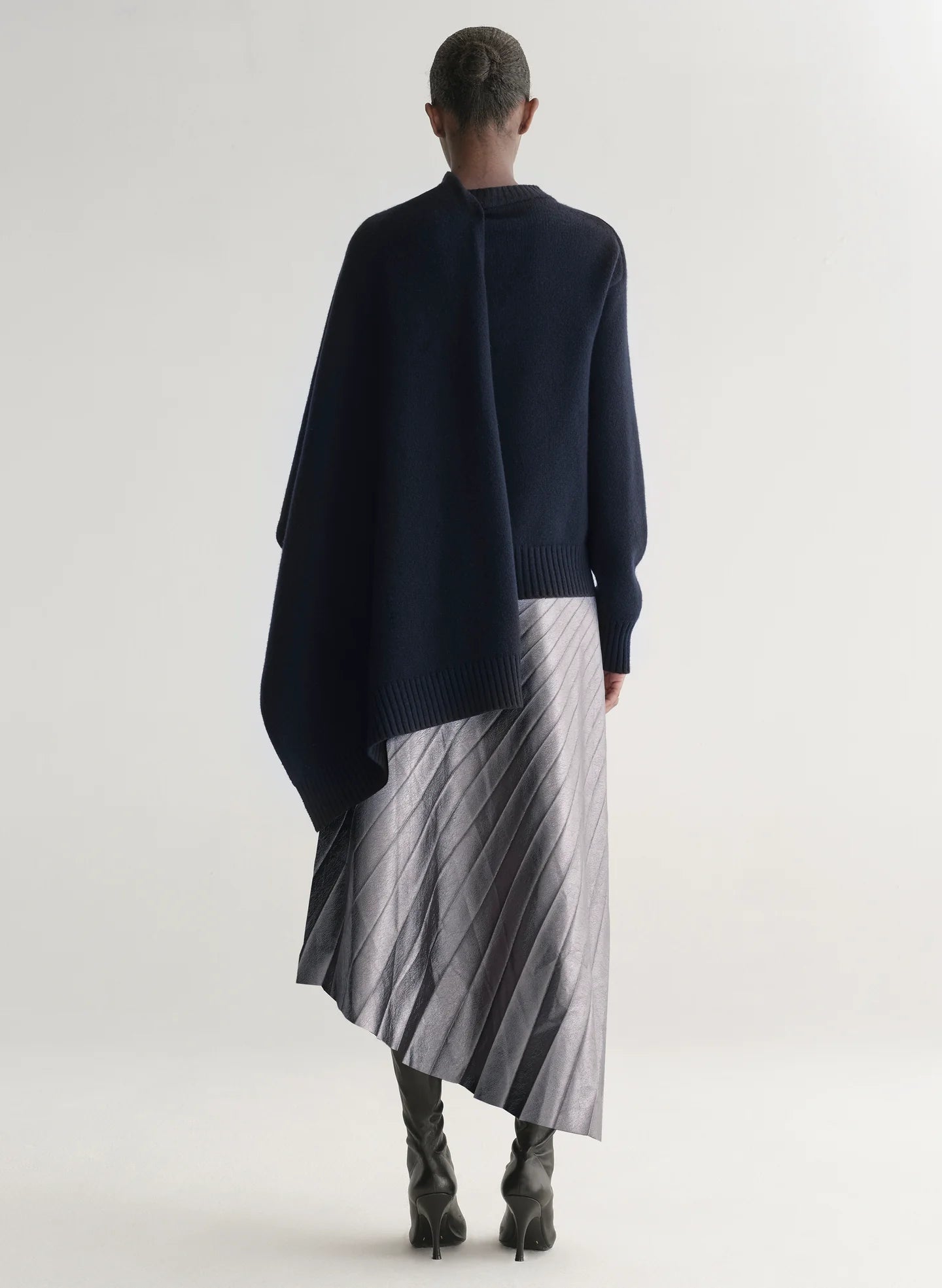 A.L.C. Davin Draped Wool Sweater - Navy