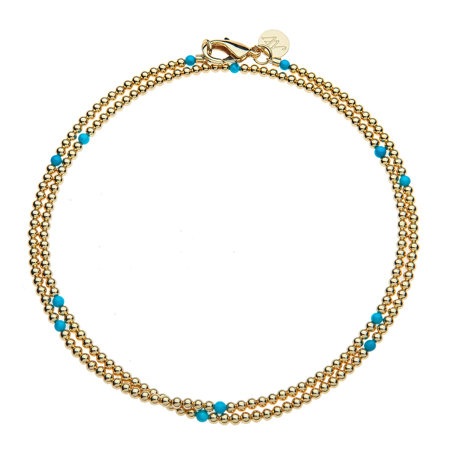 Jane Win Gold Bead & Turquoise Double Wrap