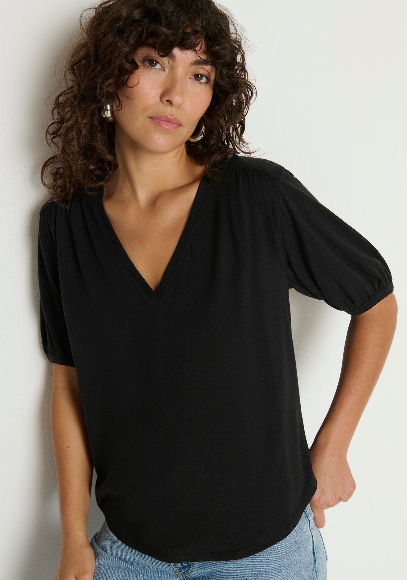 Edie Shirred Shoulder Top
