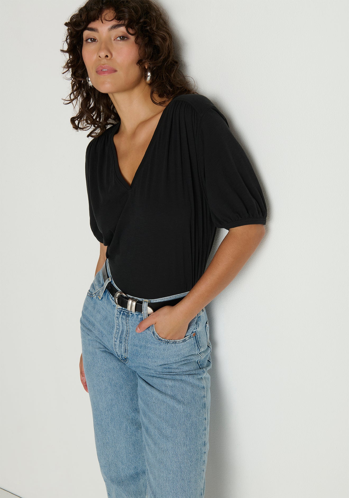 Edie Shirred Shoulder Top