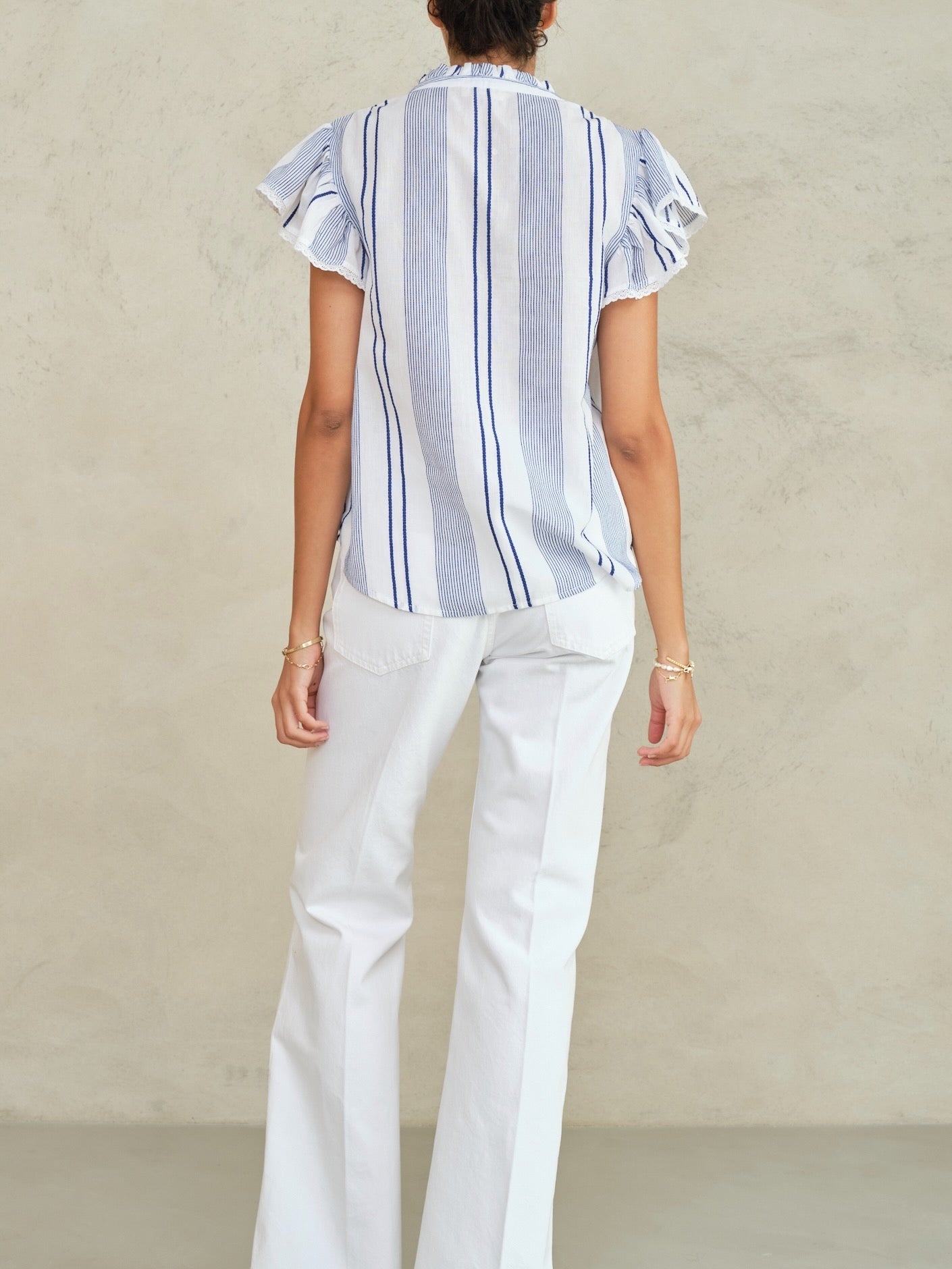 ELENI WOVEN FRILL TOP