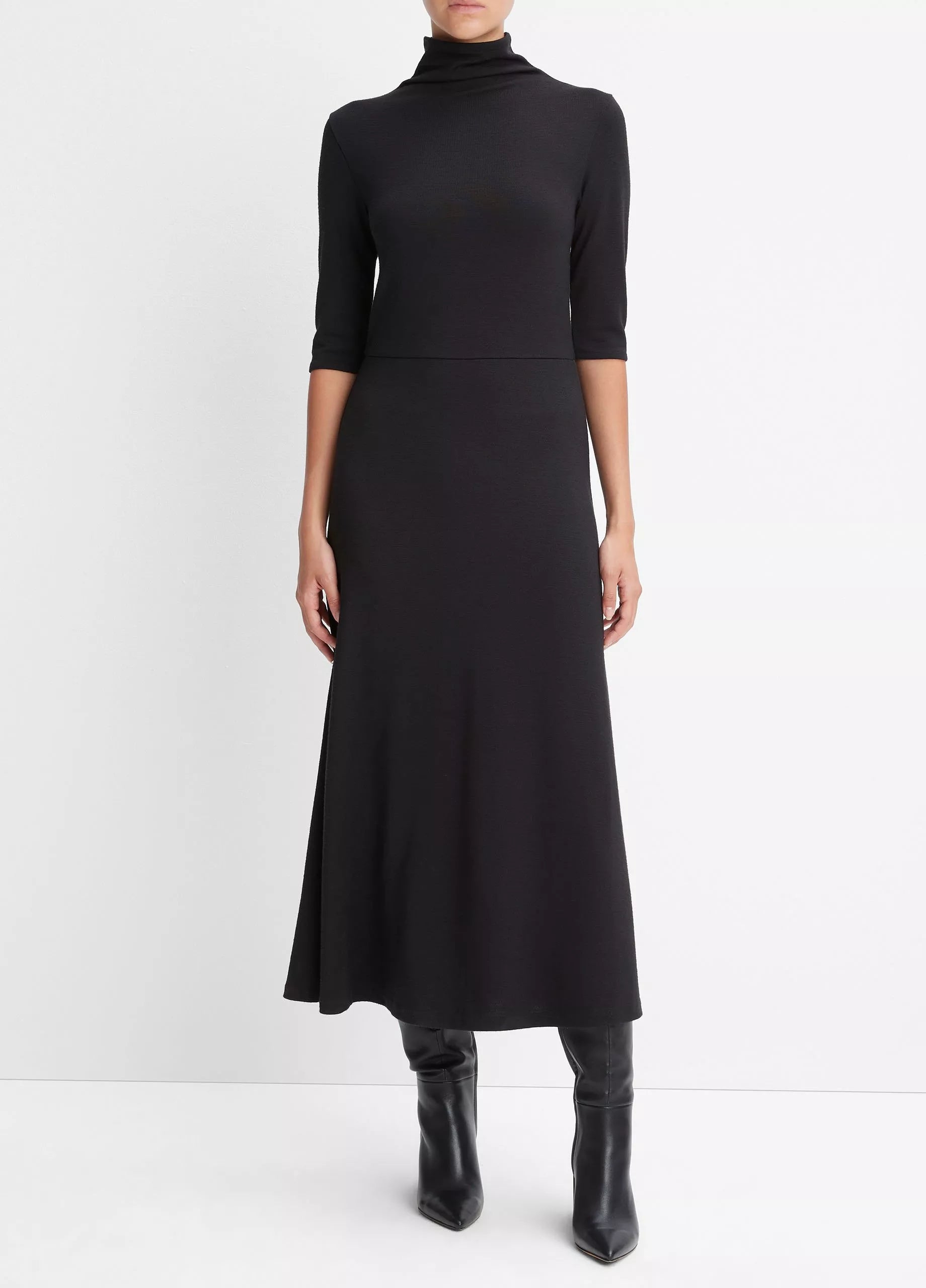 Vince Elbow Sleeve Turtleneck Dress