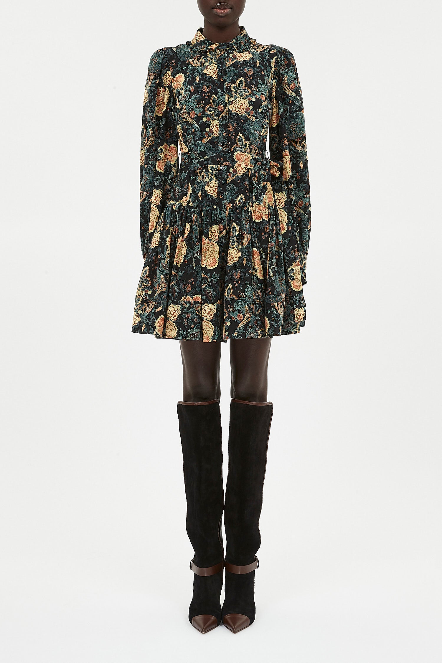 Simona Silk Long Sleeve Mini Dress