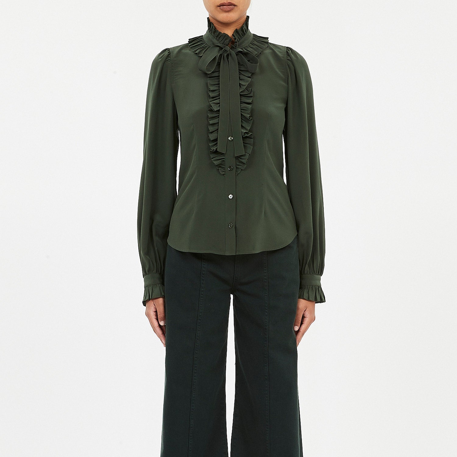 Ulla Johnson Catroux Silk Long Sleeve Button Front Blouse