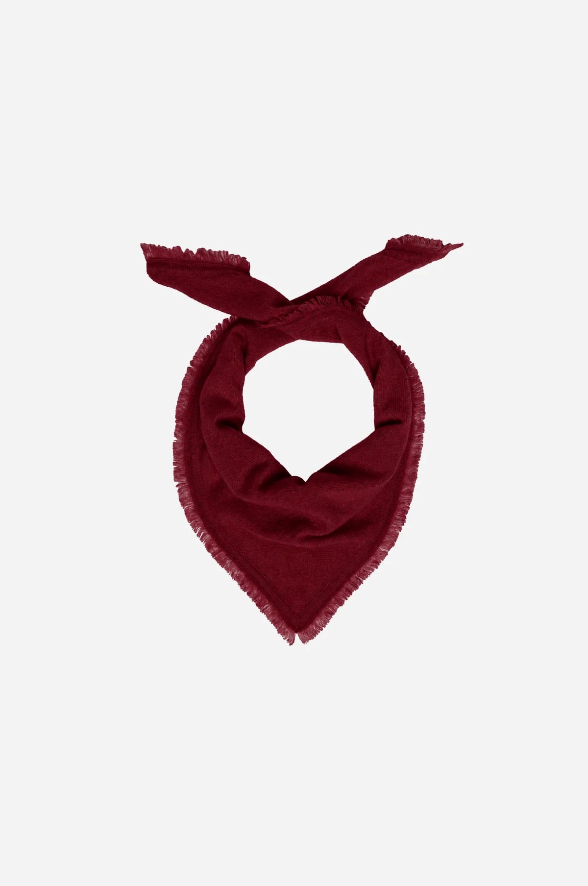 Minnie Rose Cashmere Neckerchief with Eyelash Fringe - Dark Cherry