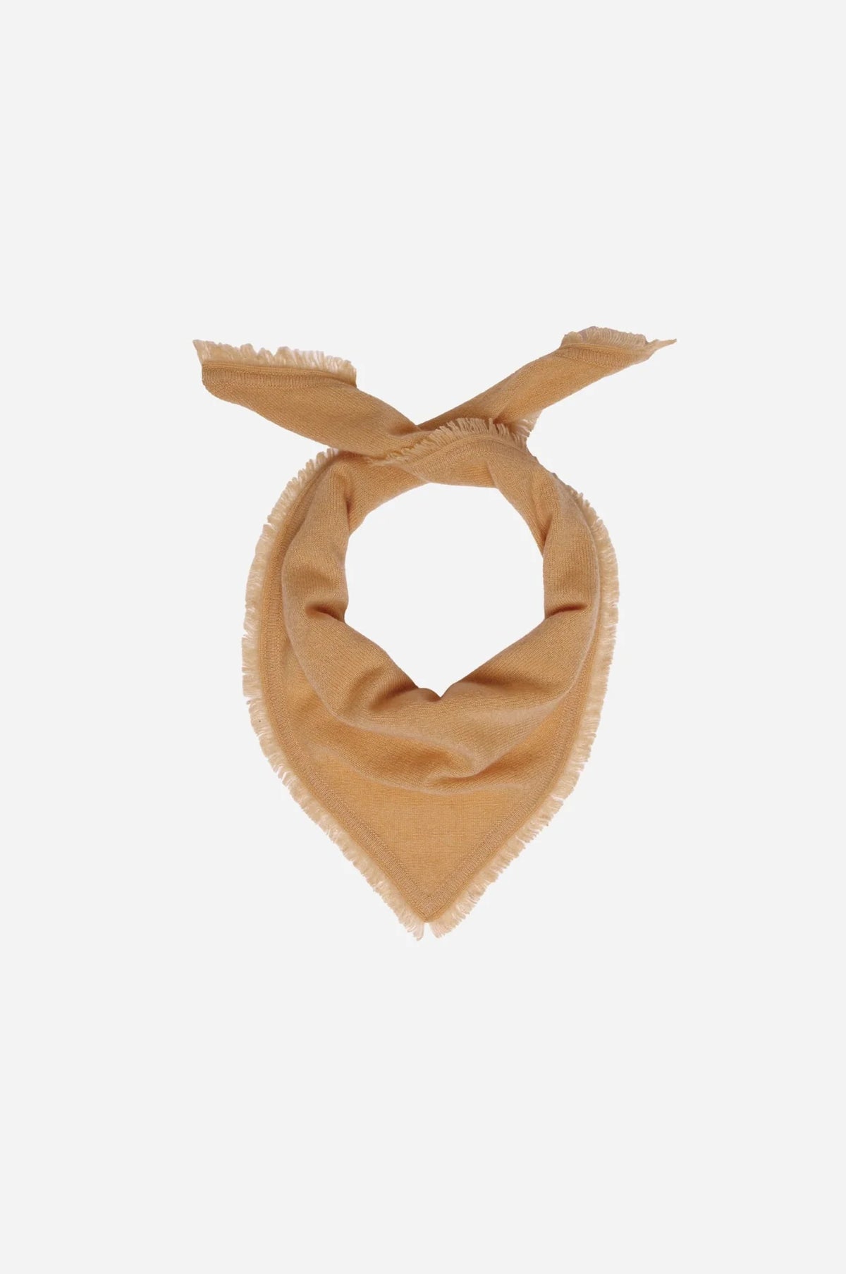 Minnie Rose Cashmere Neckerchief with Eyelash Fringe - Camel