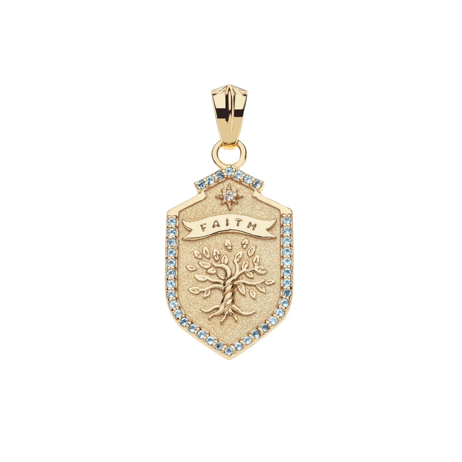Jane Win FAITH Shield Pendant  Necklace