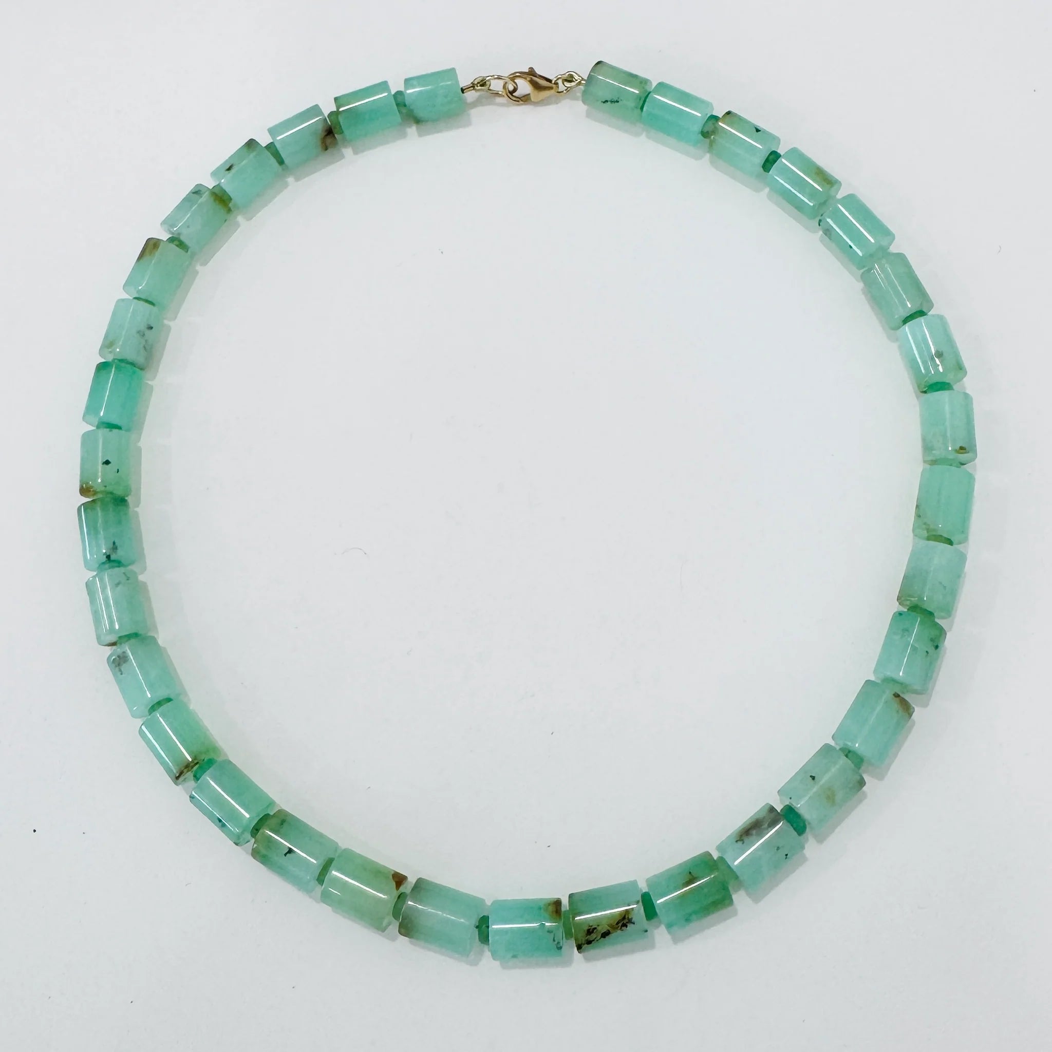 Theodosia Chrysoprase Tube Barrel Necklace
