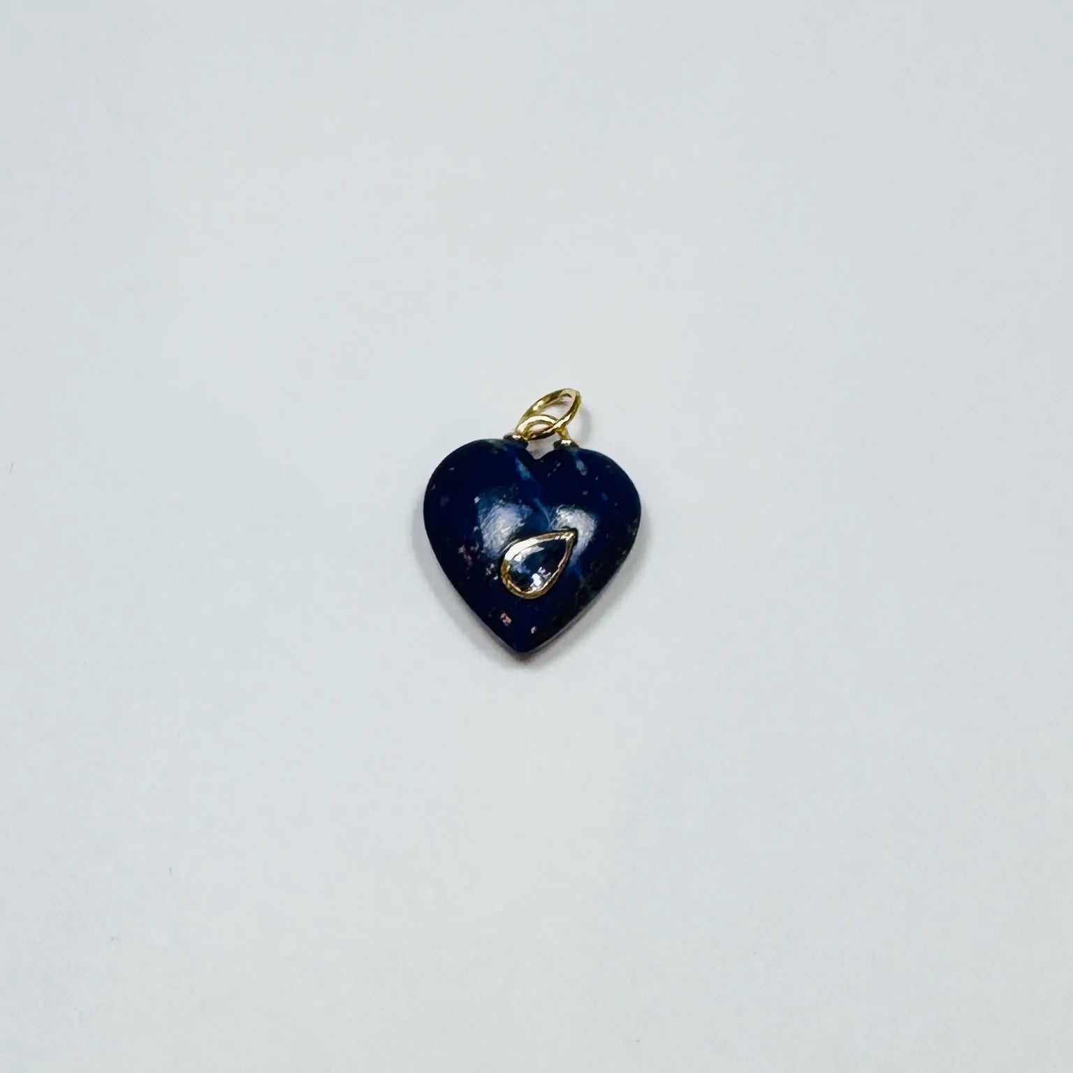 Theodosia Puffy Lapis Heart Pendant w/ Tanzanite