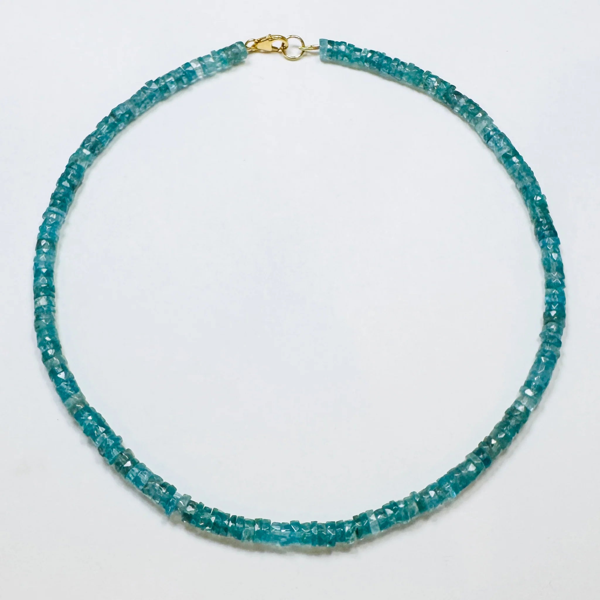 Theodosia Faceted Apatite Heishi Necklace, 6mm